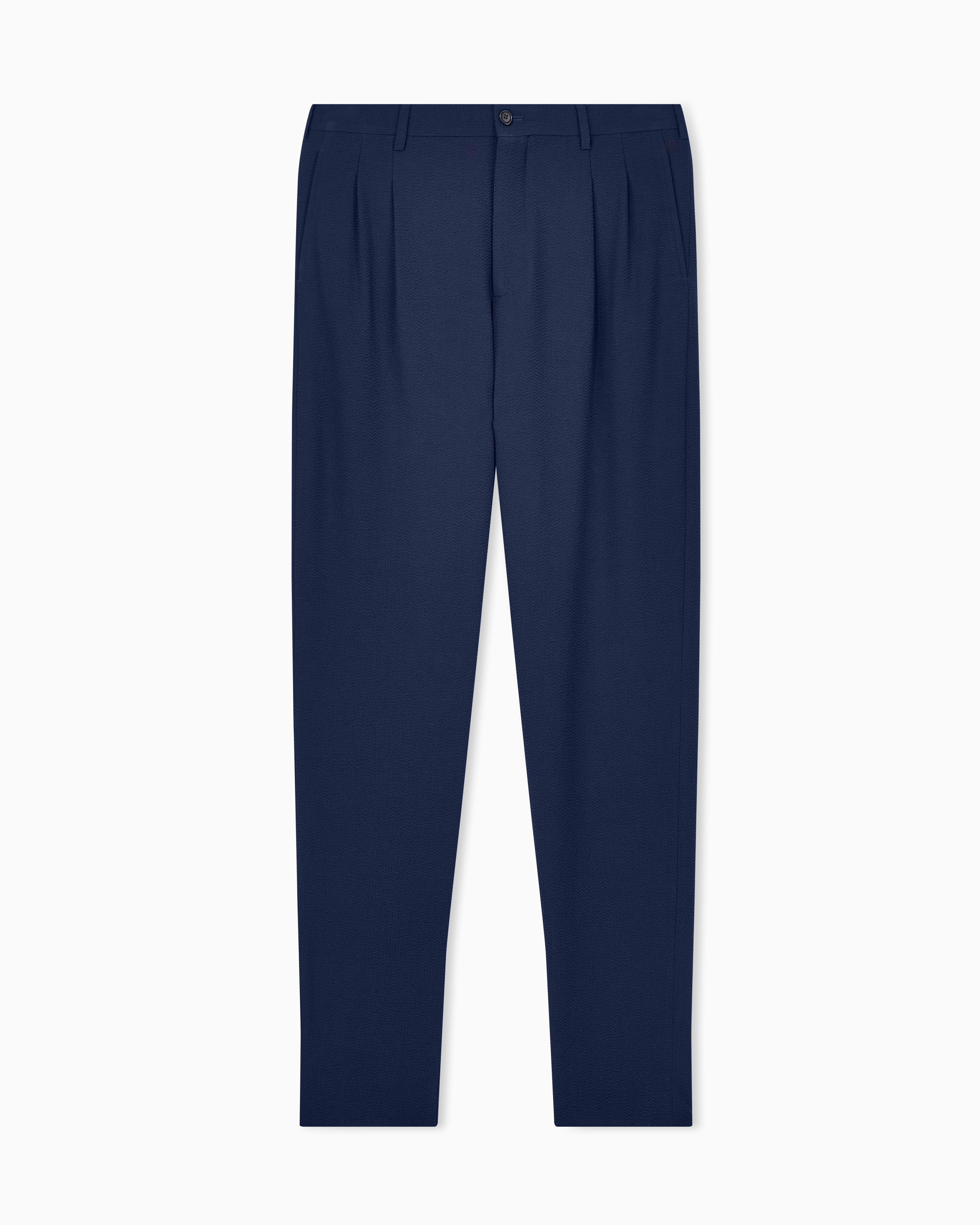 Wool seersucker double-pleat trousers | Giorgio Armani US