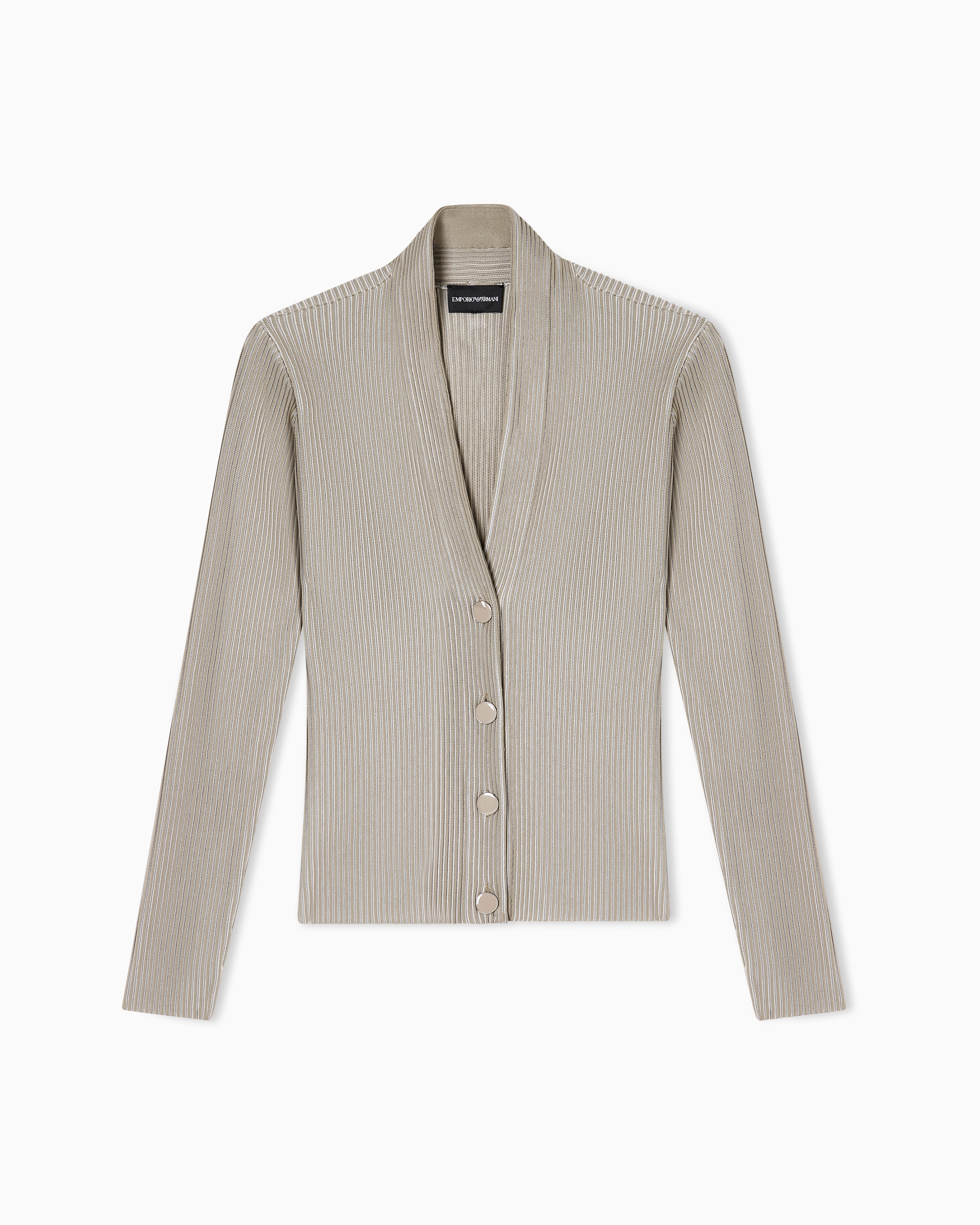 Knit cardigan with a ribbed effect | Emporio Armani