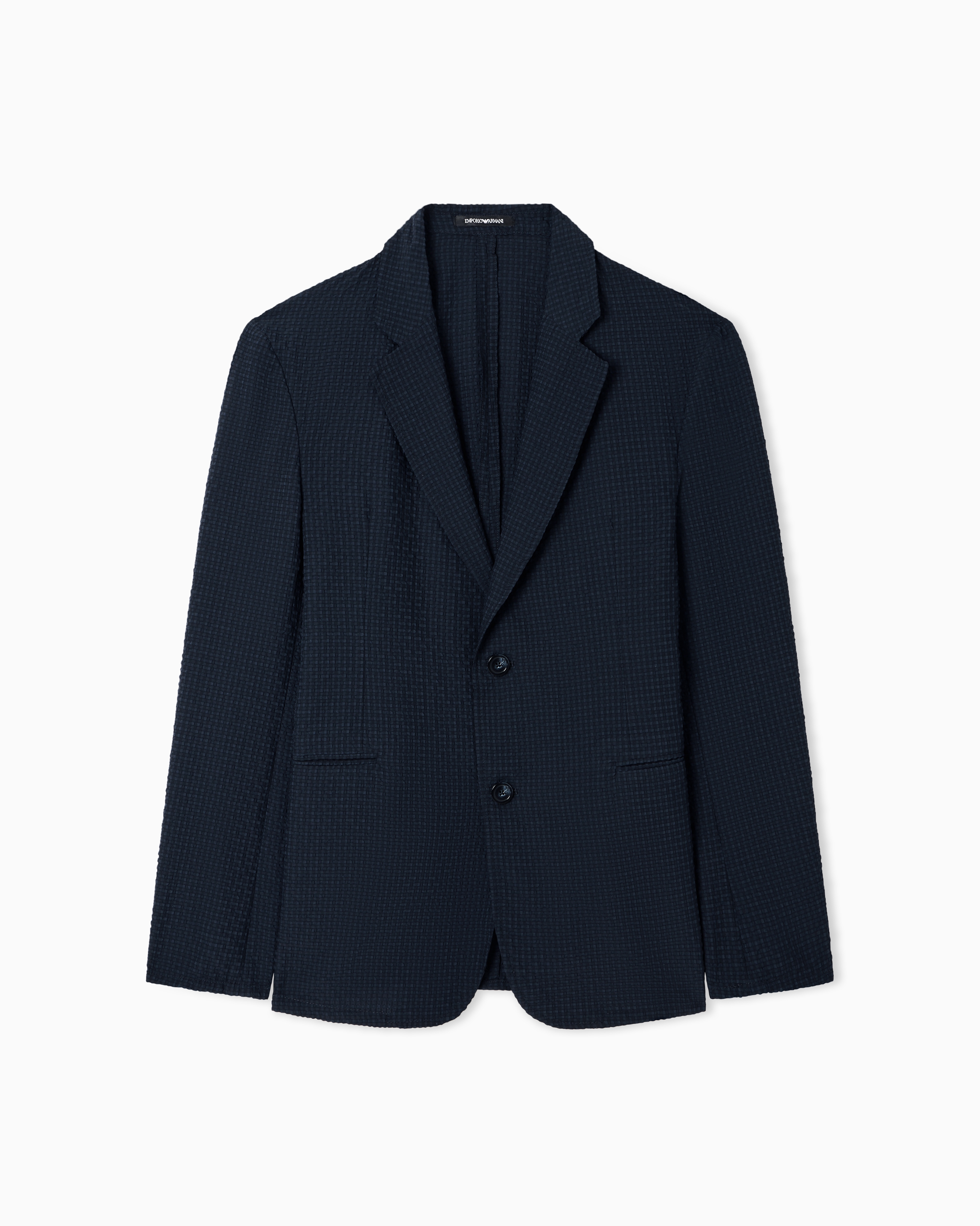 Icon printed technical-seersucker single-breasted jacket | Emporio