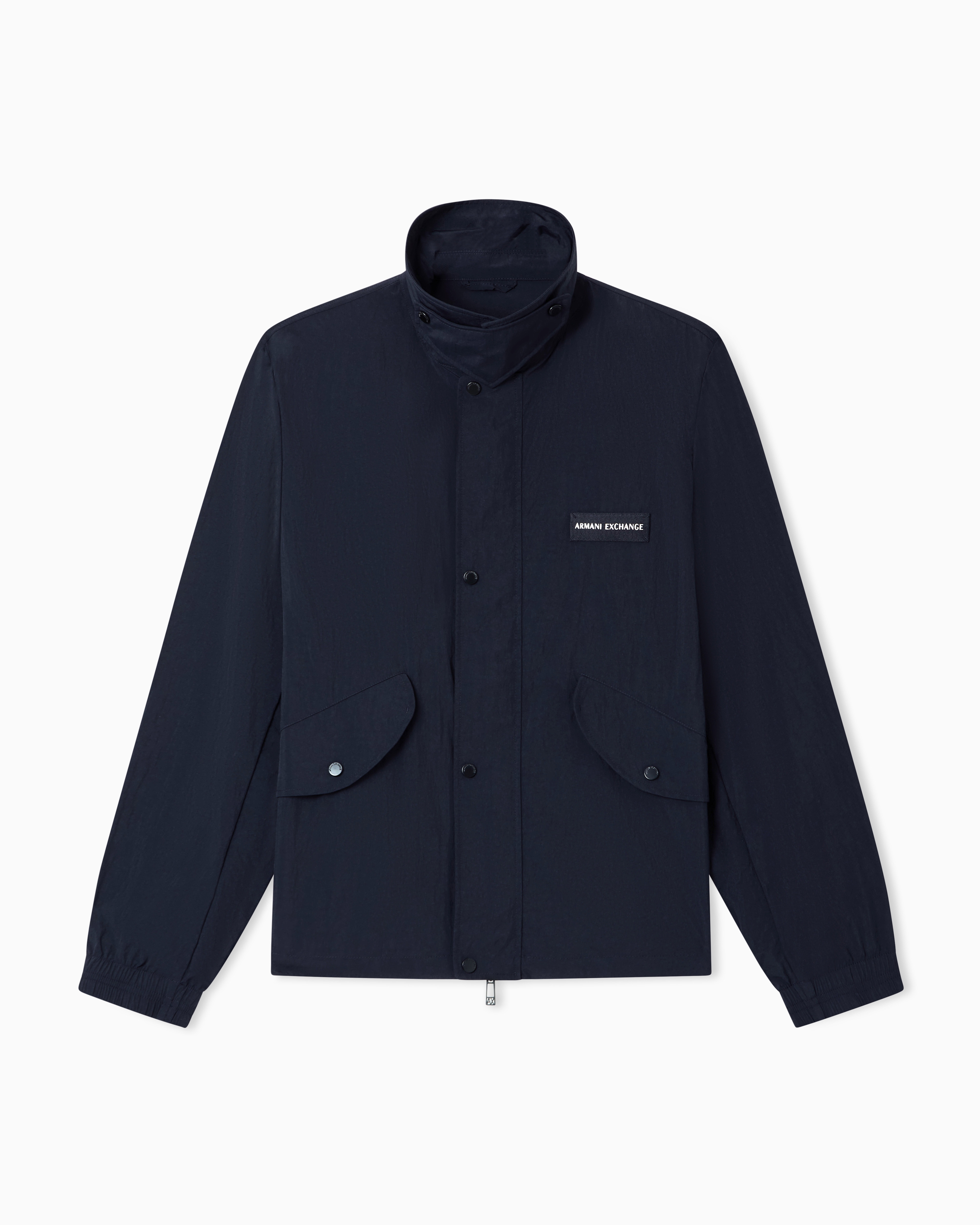 EMPORIO ARMANI リネンシャツブルゾンL濃紺 AXロゴ ナイロン シャツブルゾン | Armani Exchange JP