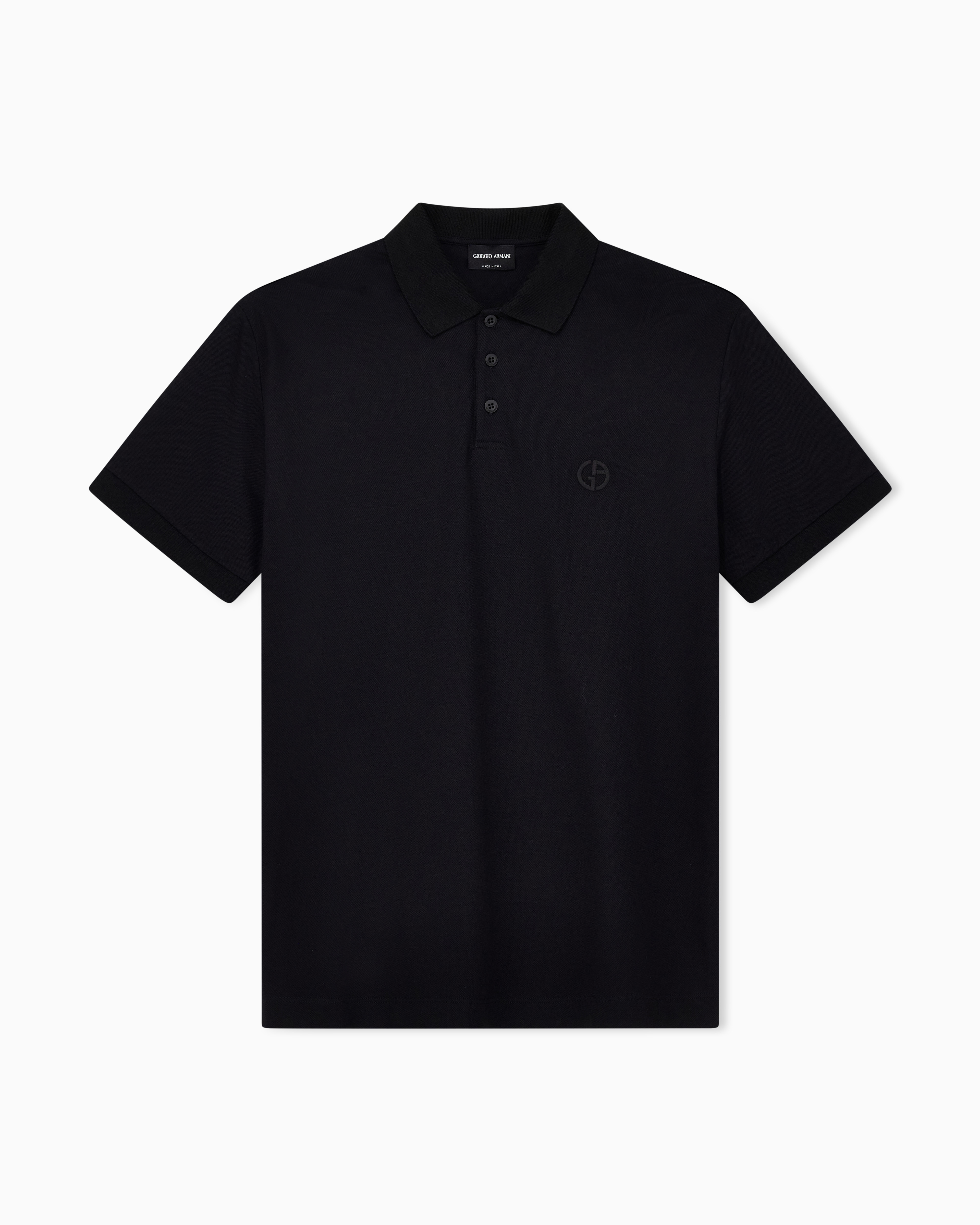 Slim fit polo in stretch cotton pique with logo | Giorgio Armani US