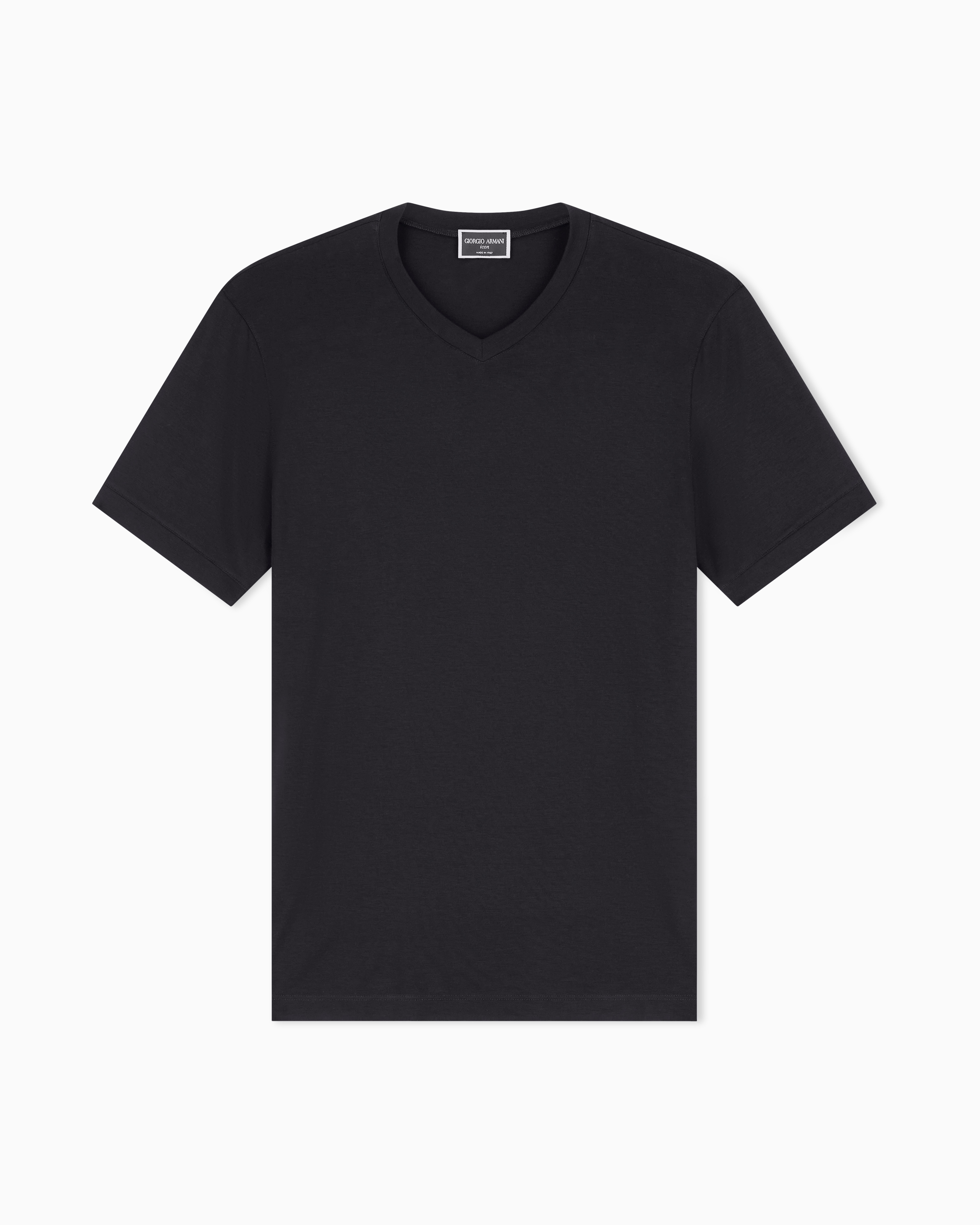 V-neck stretch viscose t-shirt man | Giorgio Armani JP
