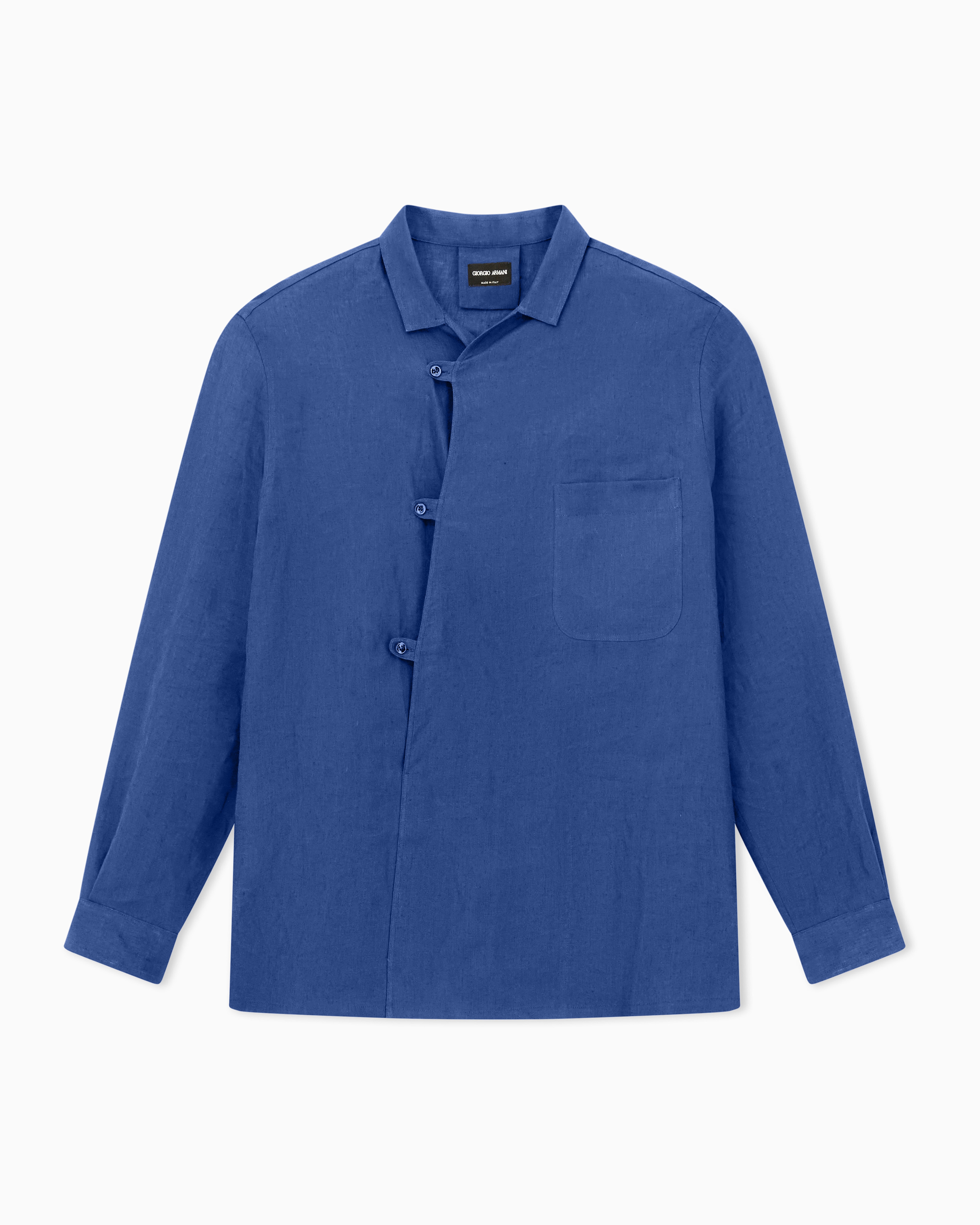 Linen shirt with asymmetric closure | Giorgio Armani US