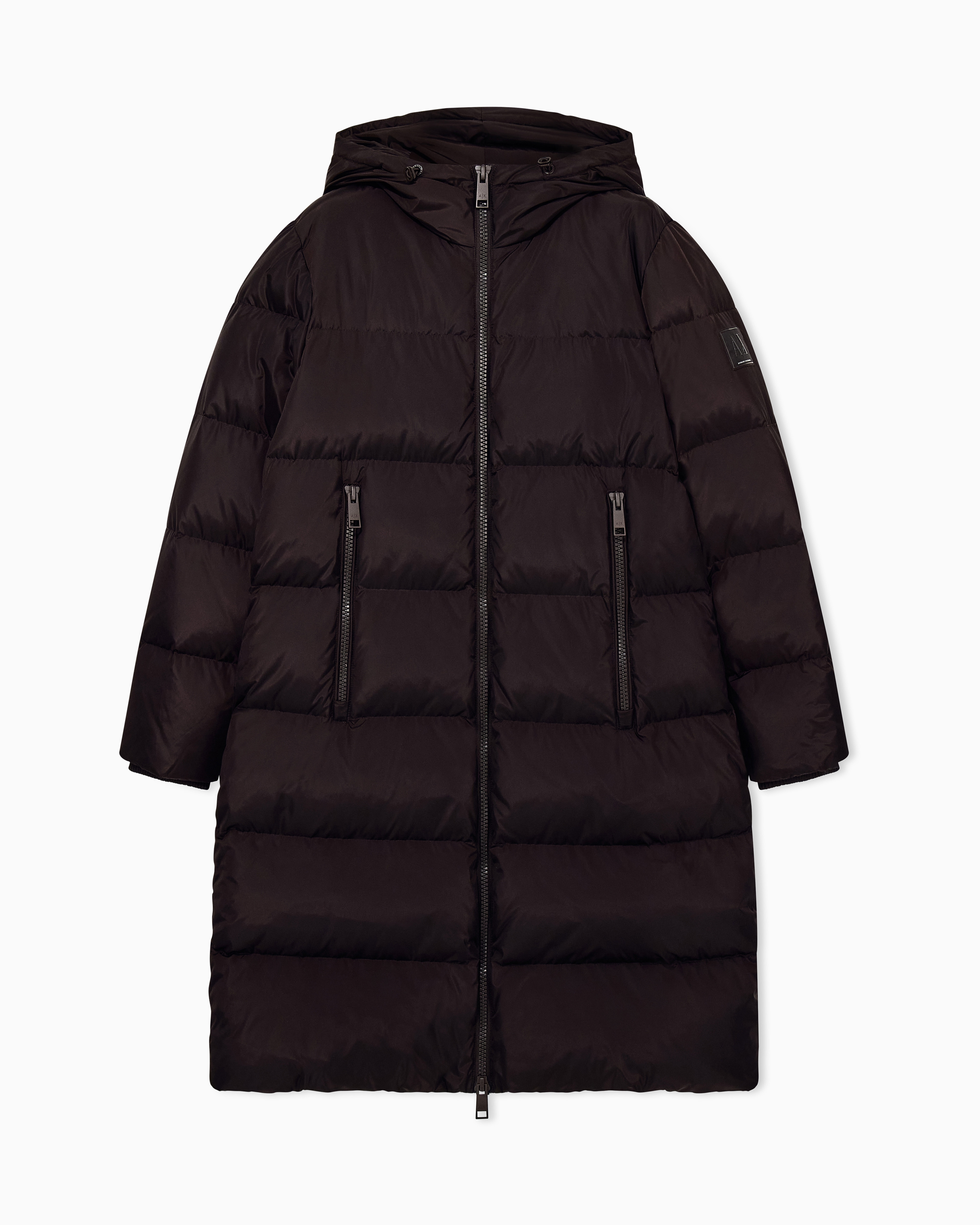 Quilted down puffer coat with a hood and zip pockets Icon | Armani