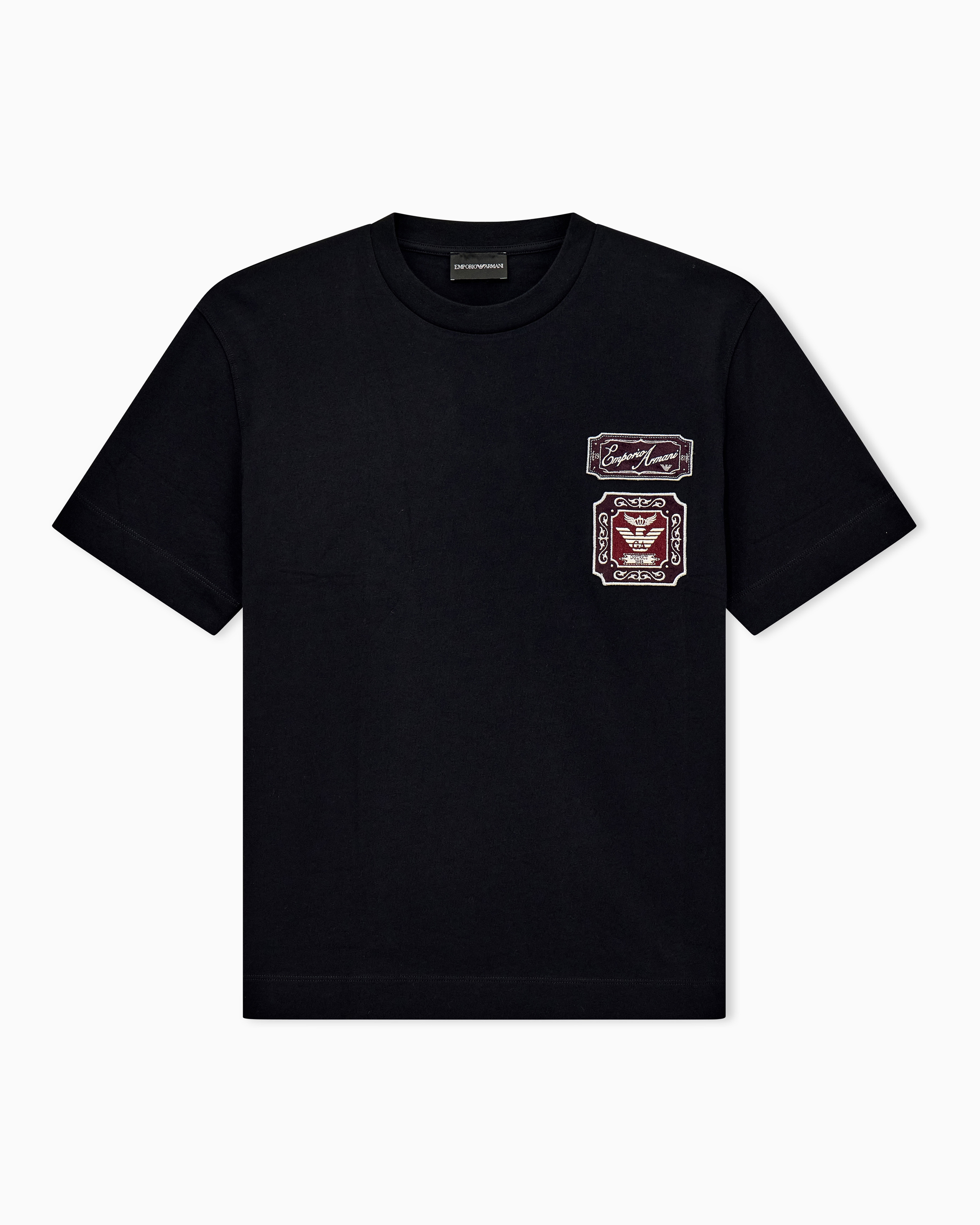 Heavy jersey T-shirt with embroidered logo patch | Emporio Armani US