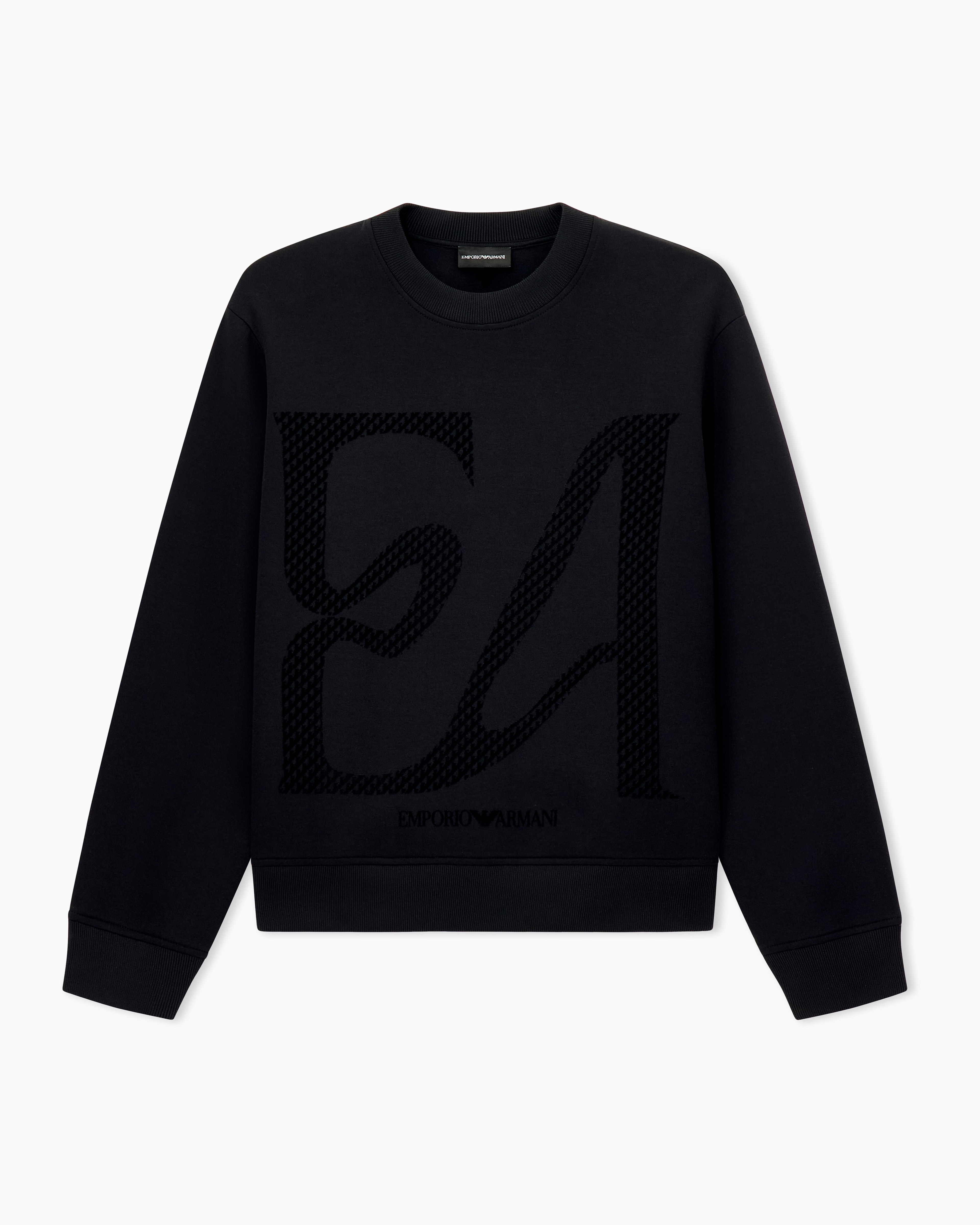 EMPORIO ARMANI & Einstürzende Neubauten Double jersey sweatshirt with large flocked logo | Emporio Armani