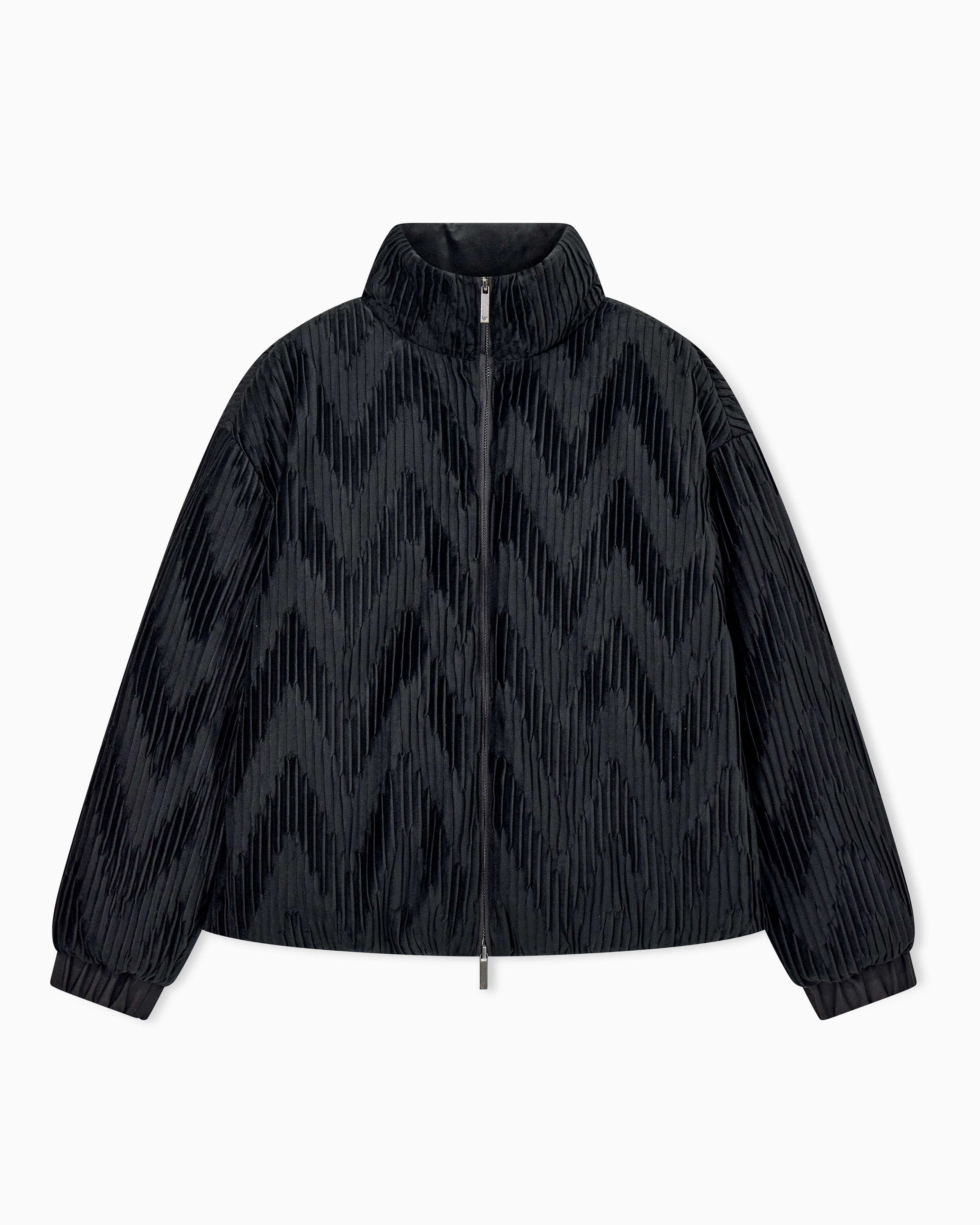 シェブロン柄 プリーツベルベット ダウンジャケット | Emporio Armani JP