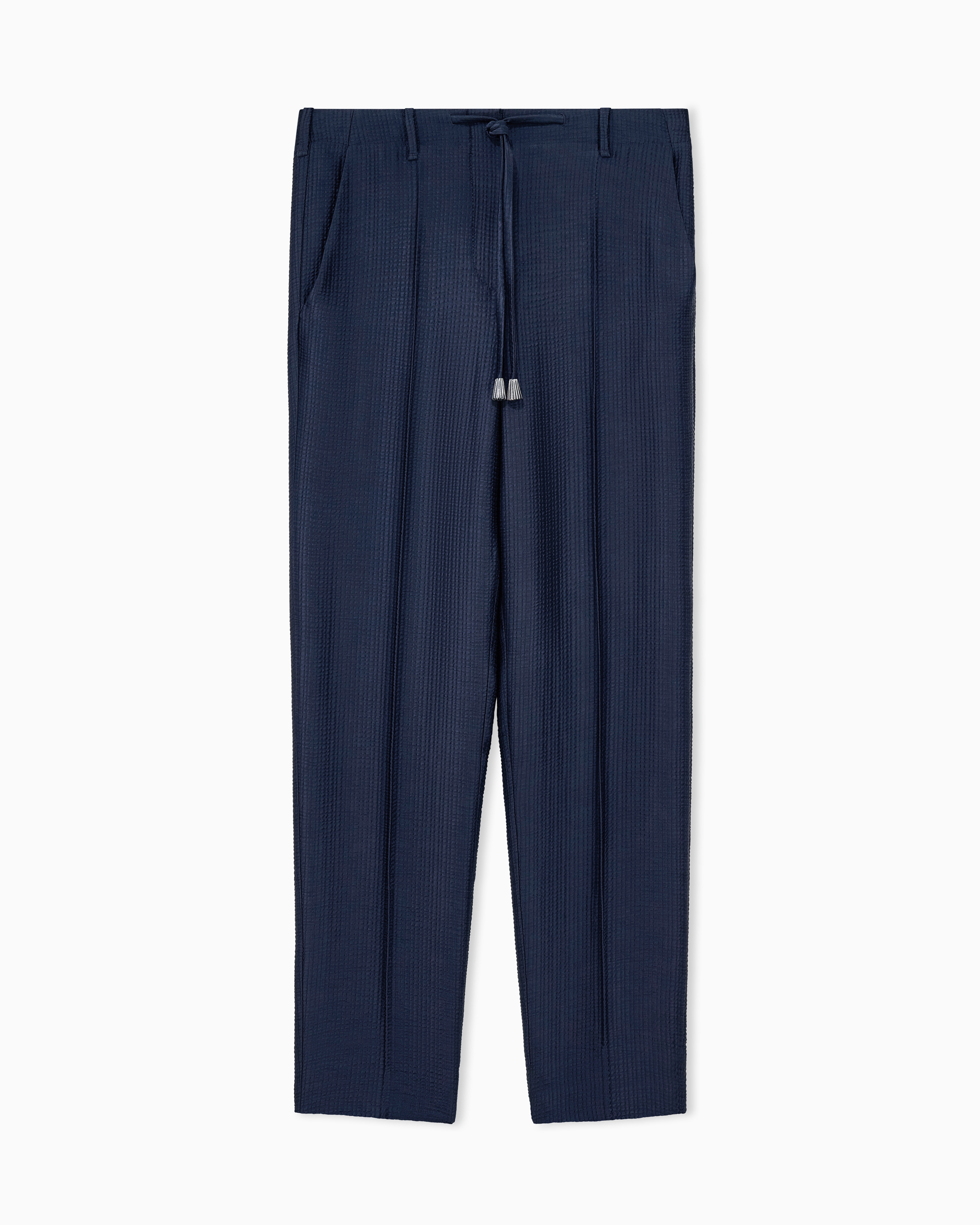 Trousers in textured viscose and wool with drawstring | Giorgio
