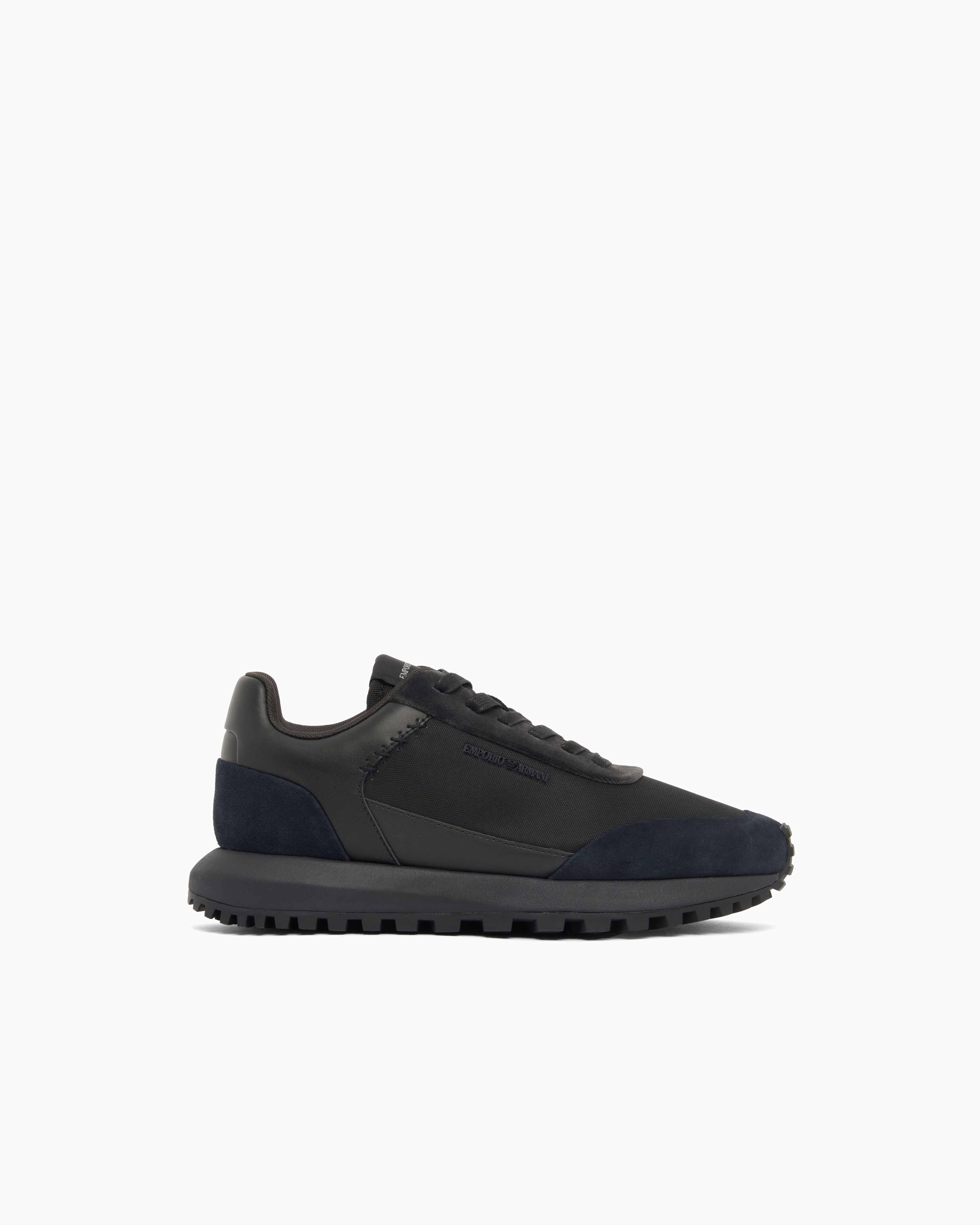 スエード＆ファブリック レースアップ スニーカー | Emporio Armani JP