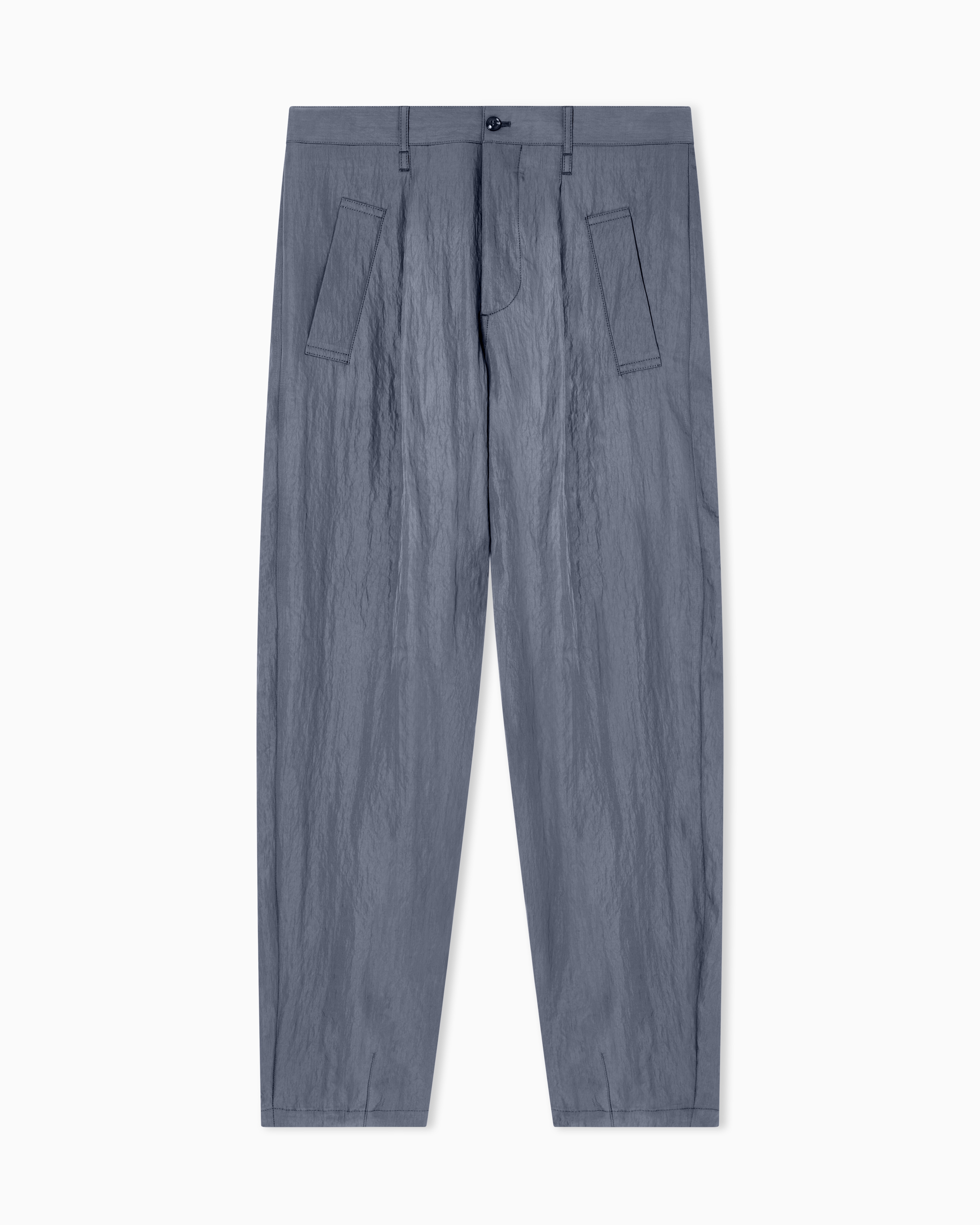 Single-pleat viscose technical twill trousers | Giorgio Armani US