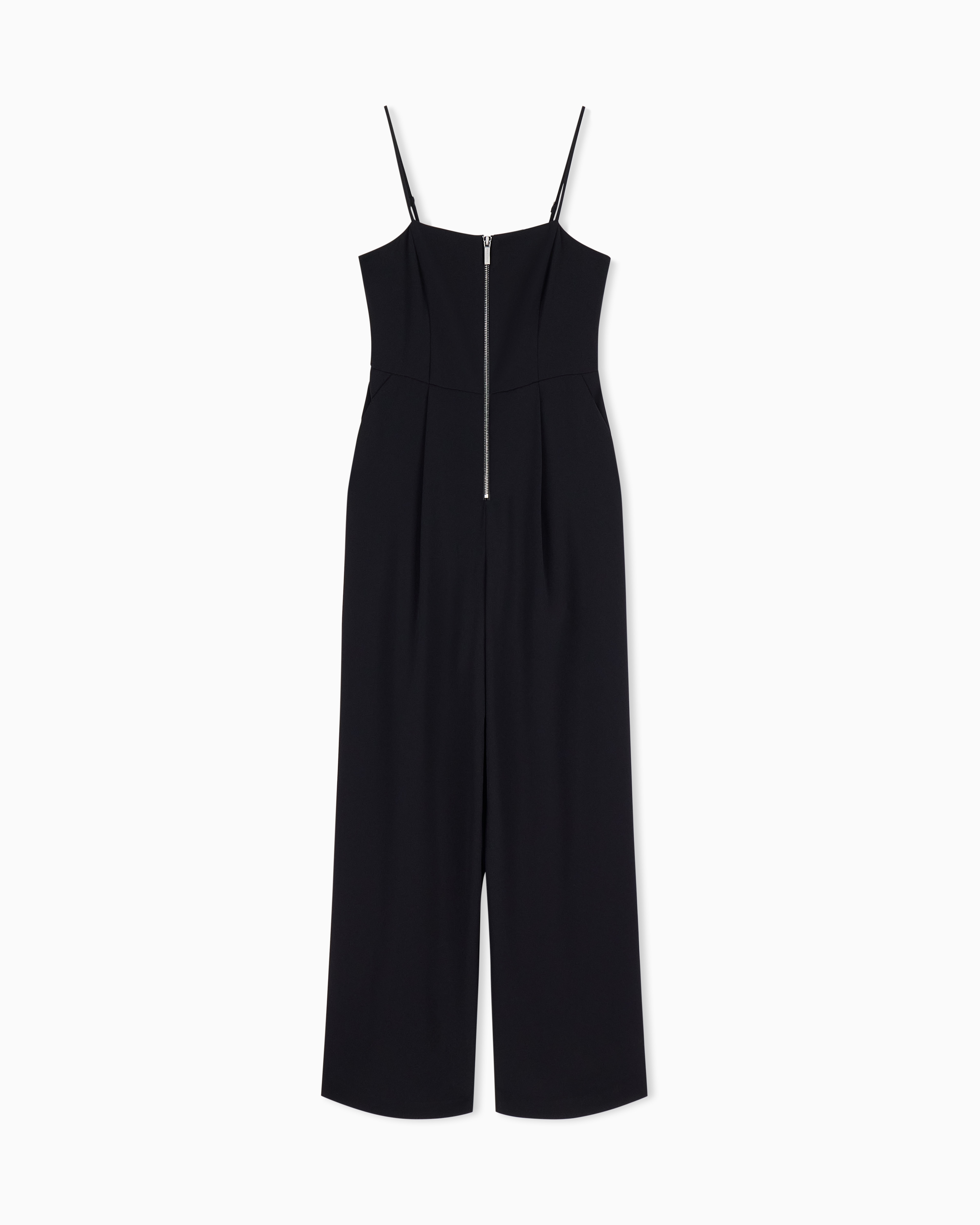 slim fit jumpsuit in recycled twill with rib details | Armani