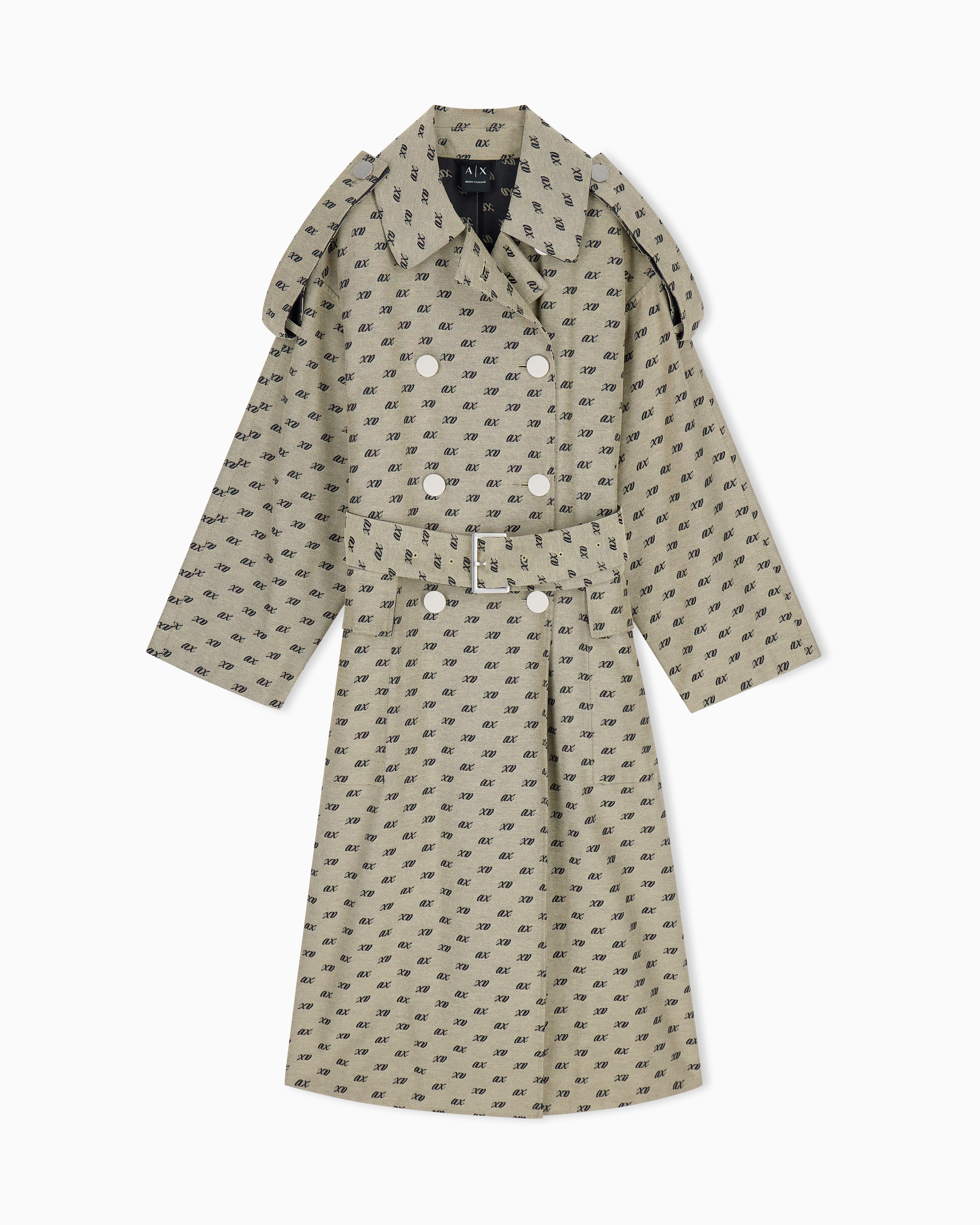 Trench coat in cotton with allover jacquard | Armani Exchange US