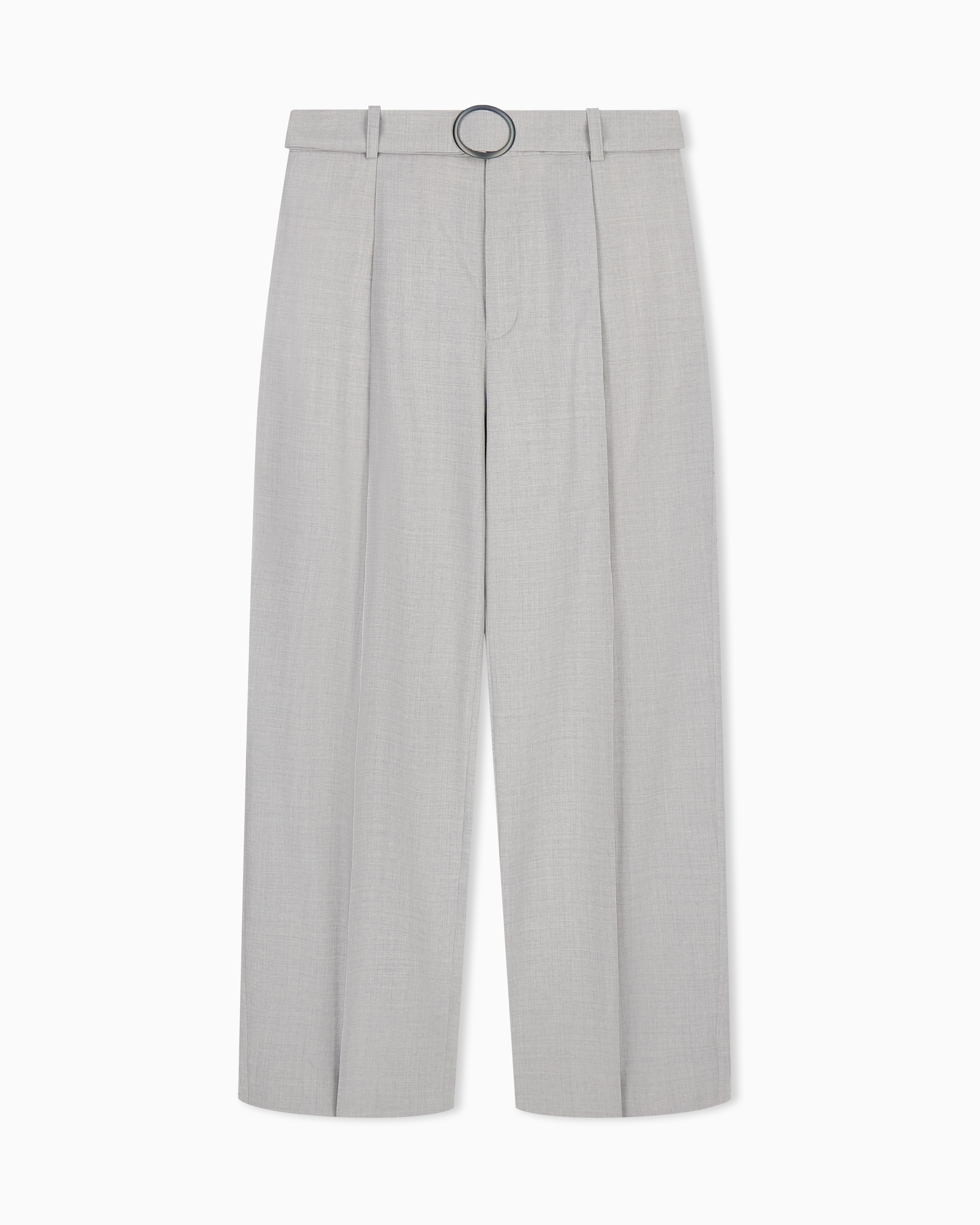 タック入りパンツ ストレッチウール キャンバス ベルト付き | Emporio