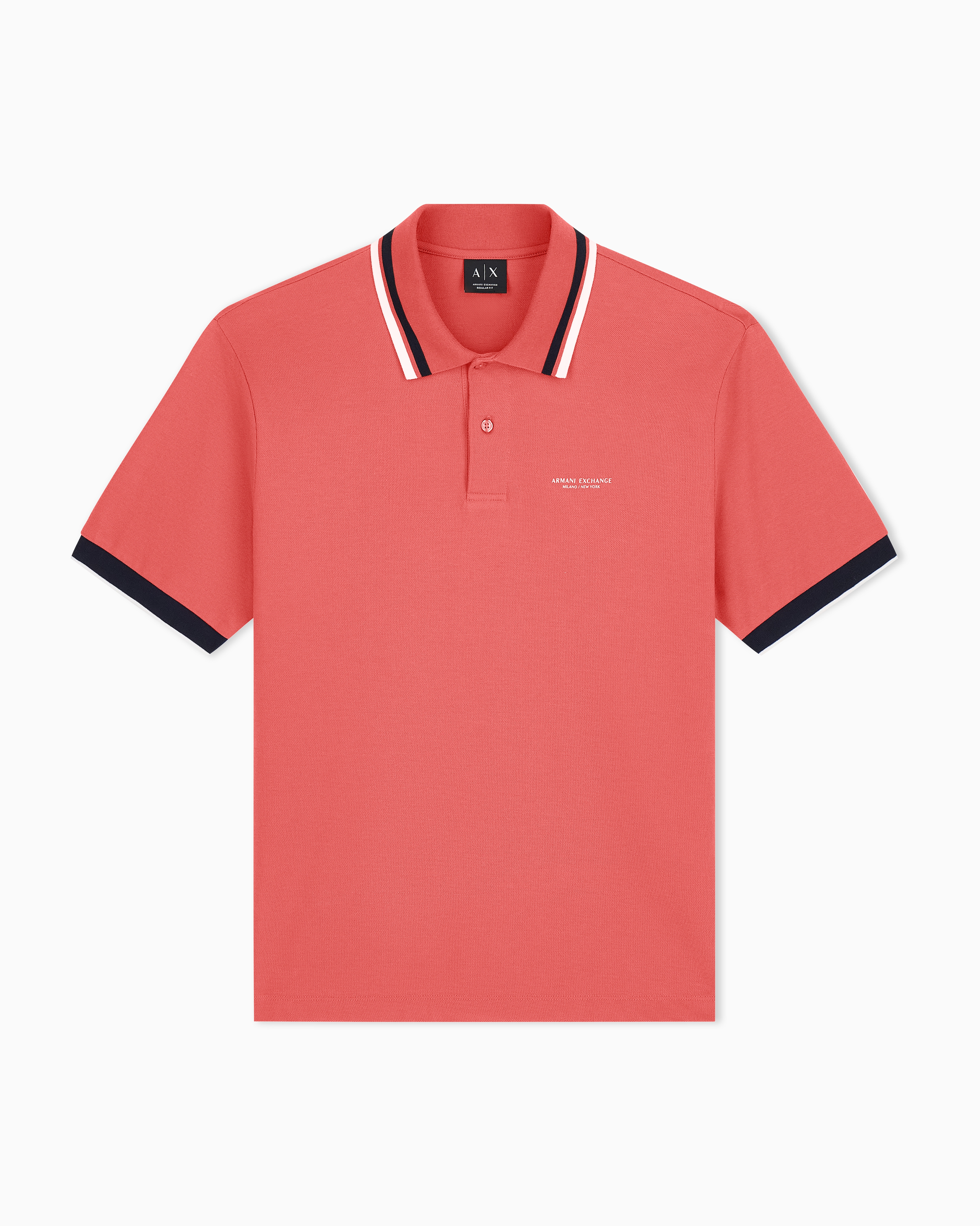 Armani Exchange ポロシャツ XS レッド regular fit polo shirt in cotton piquet with rib details | Armani