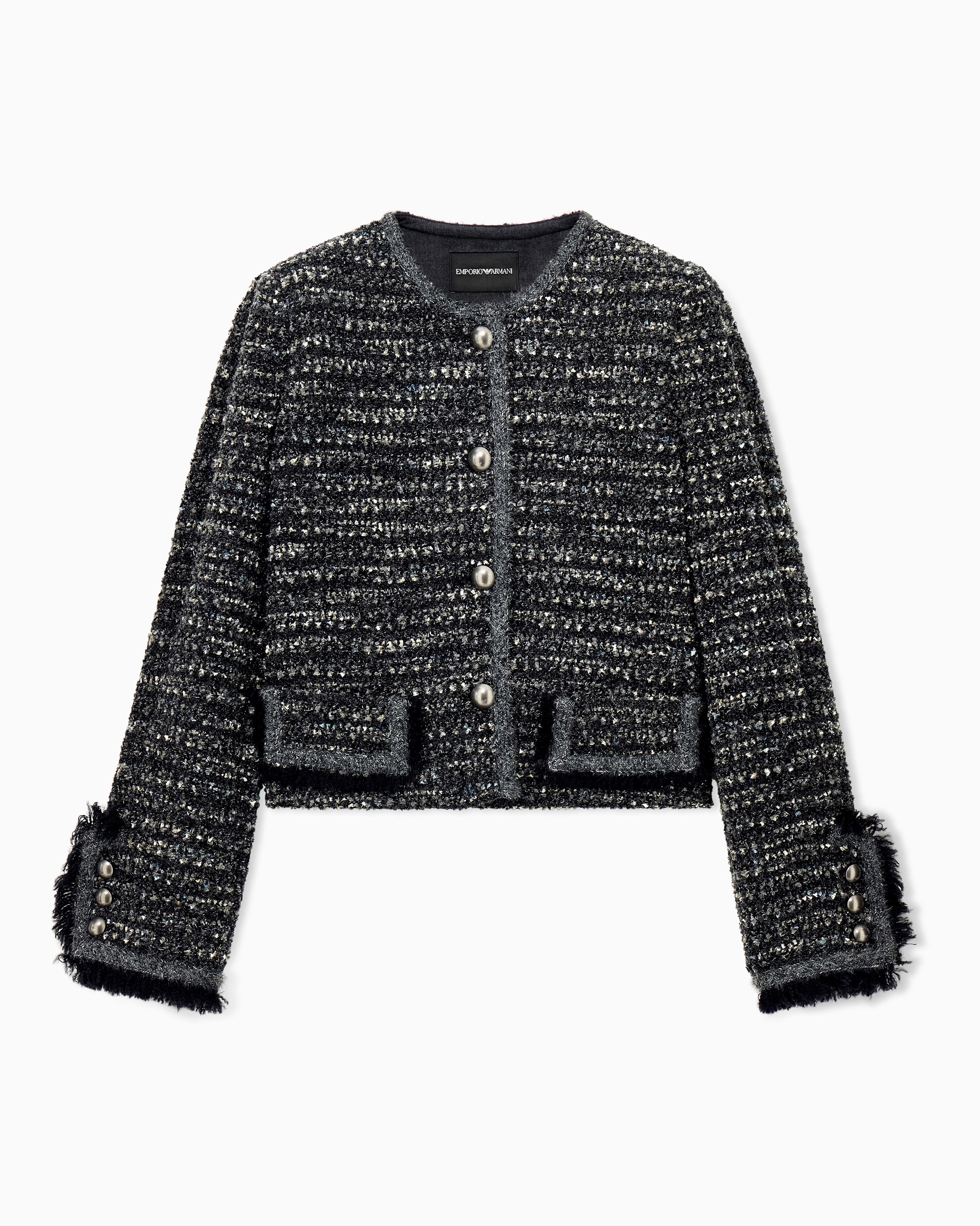 EMPORIO ARMANI イタリア製 ツイード調 美シルエット ジャケット ウィメンズ クロップド ルレックスツイード ブレザー | Emporio Armani JP