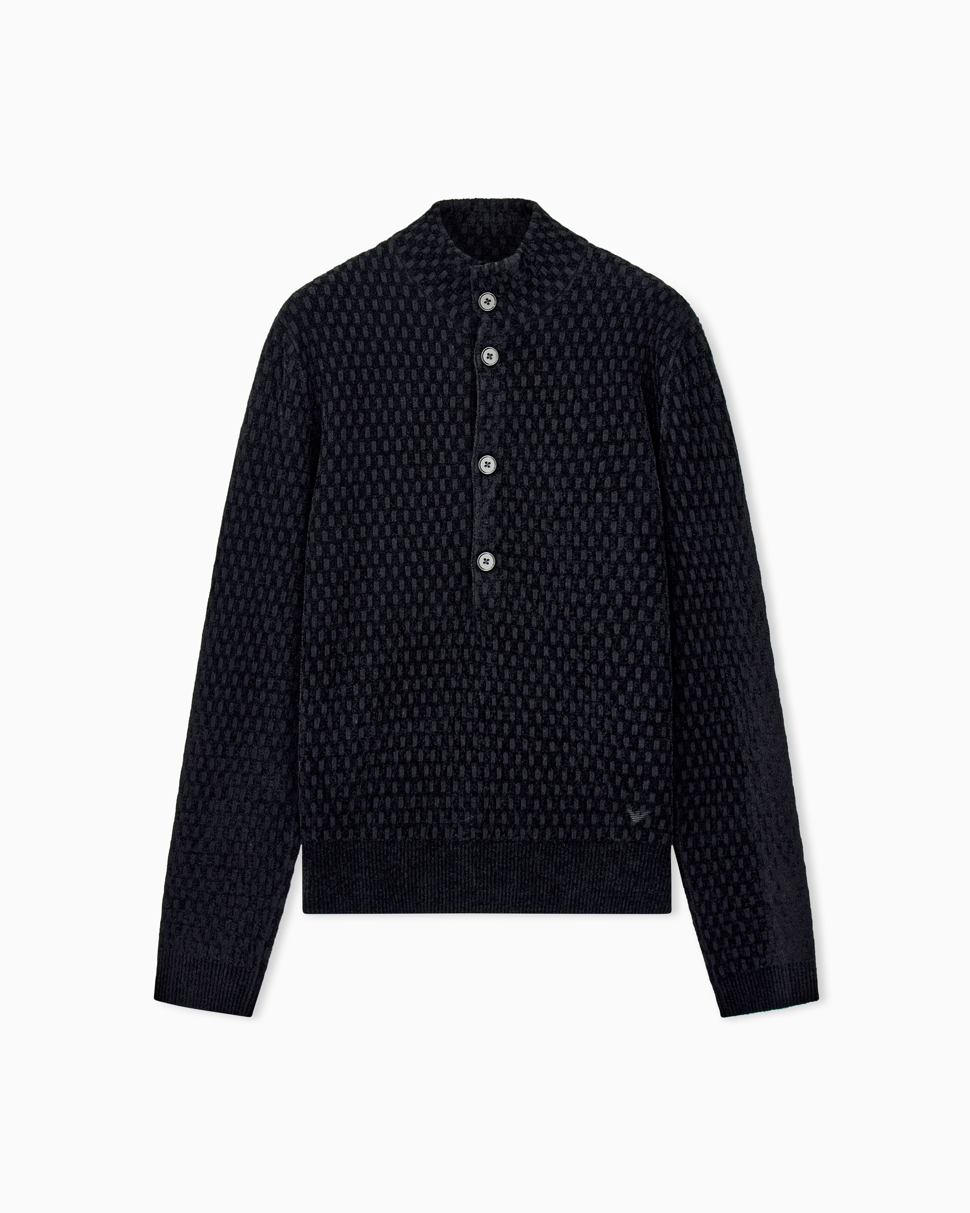Signature Capsule textured virgin wool buttoned sweater | Emporio