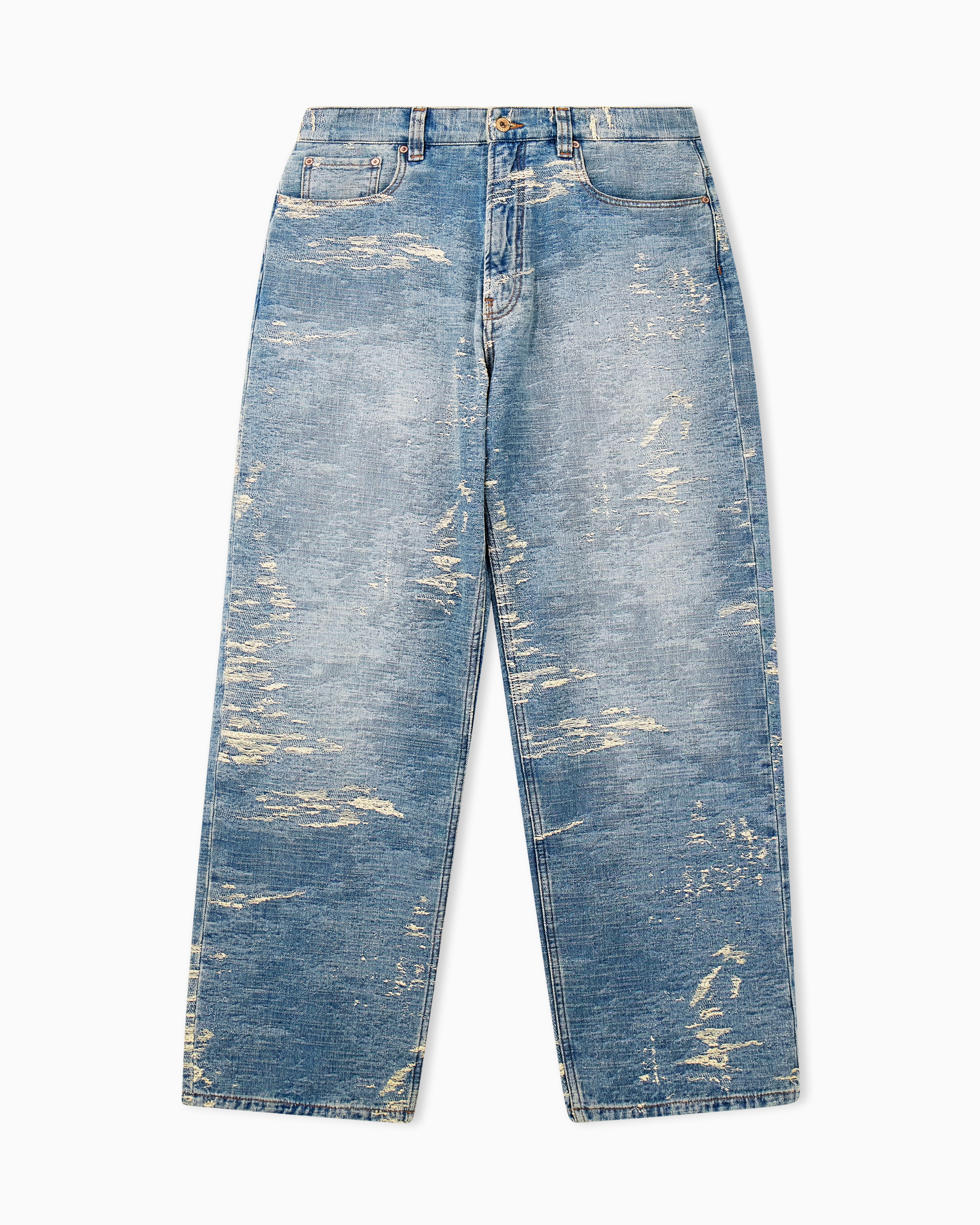 5-pocket pants denim with a distressed stone washed effect