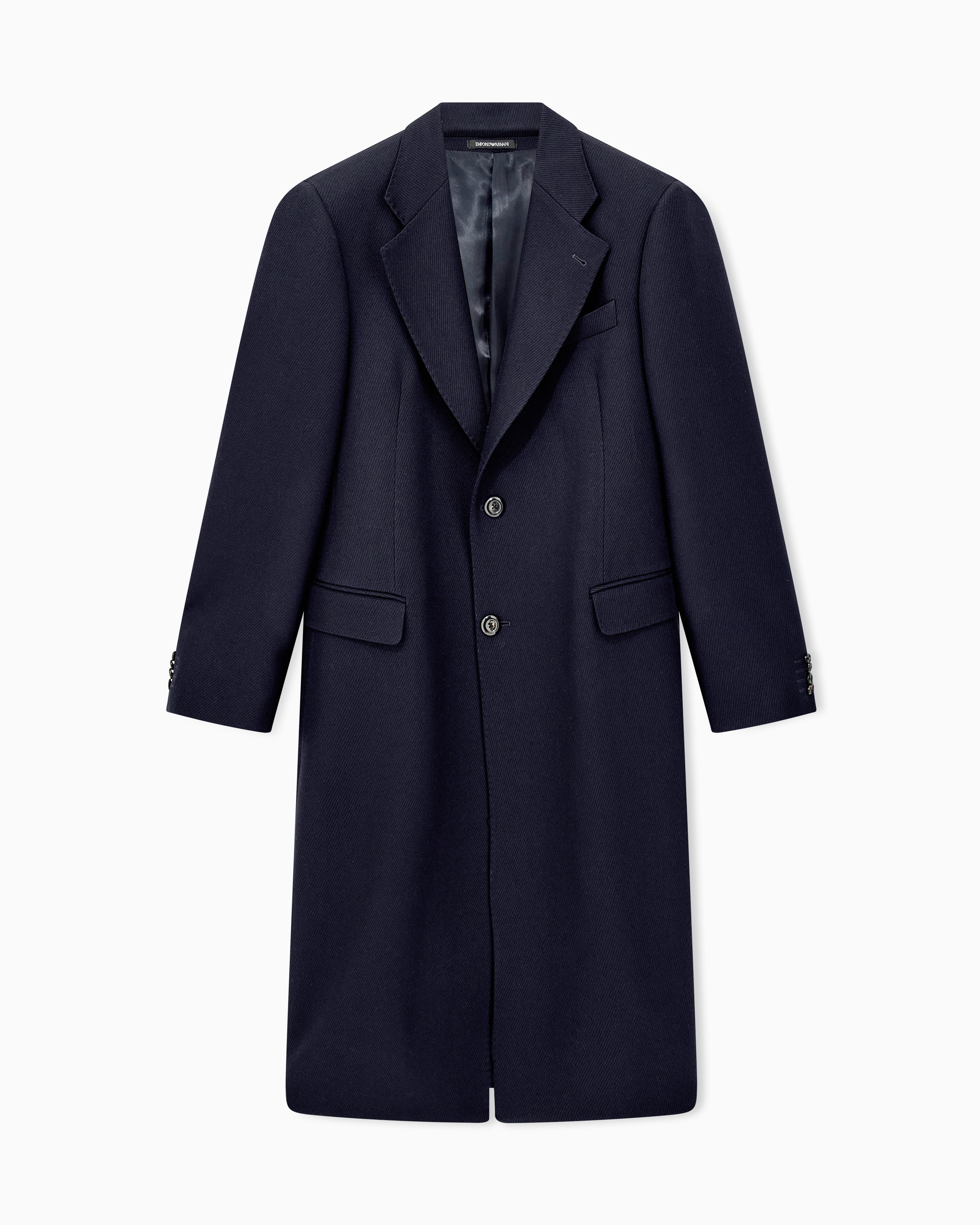 Single-breasted overcoat in virgin wool tricotine | Emporio Armani US