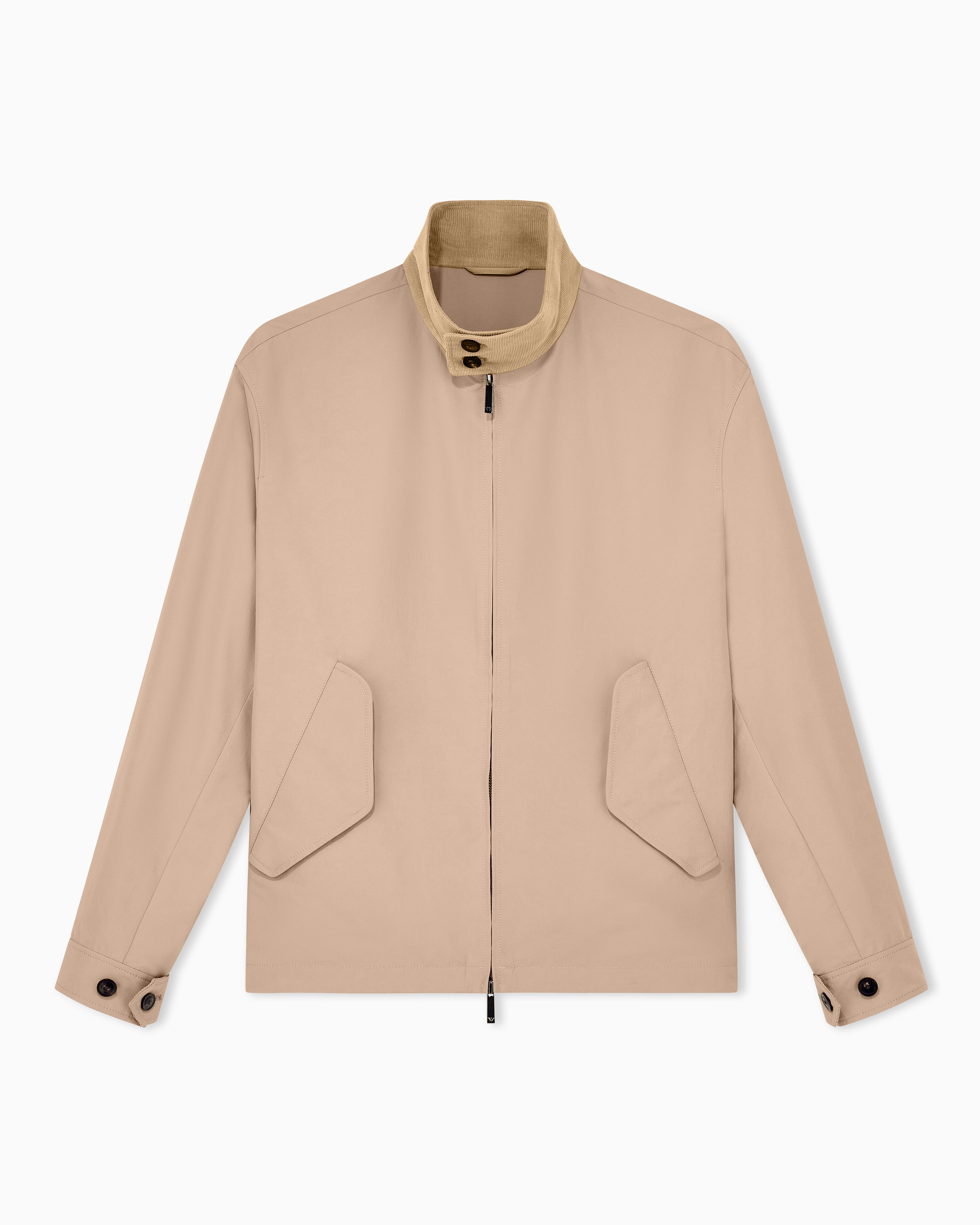 ARMANI COLLECTION ベージュジャケット Blouson jacket with high collar and angled flap pockets | Emporio