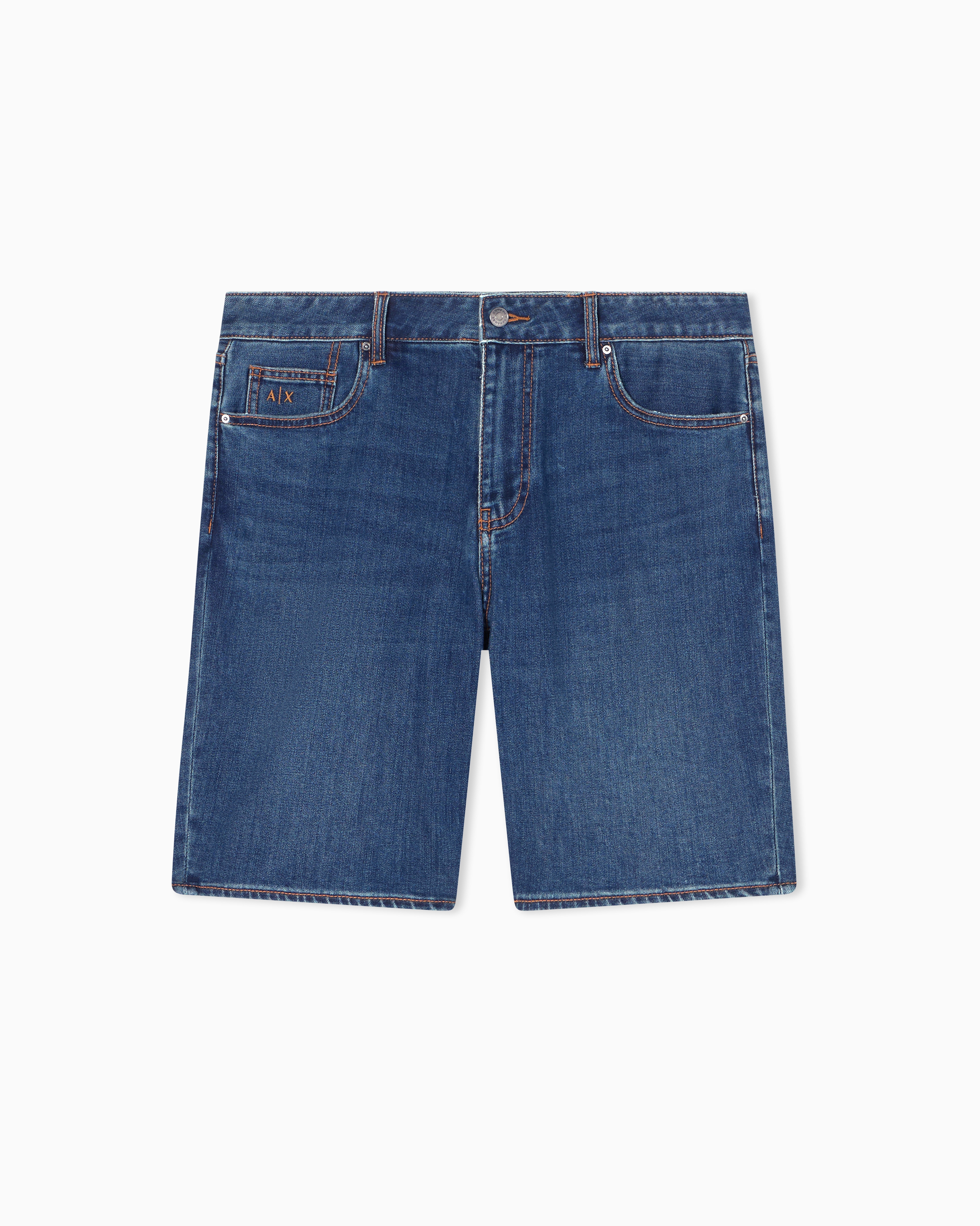 Comfort Fit Light Wash Blue Denim Shorts | Armani Exchange US