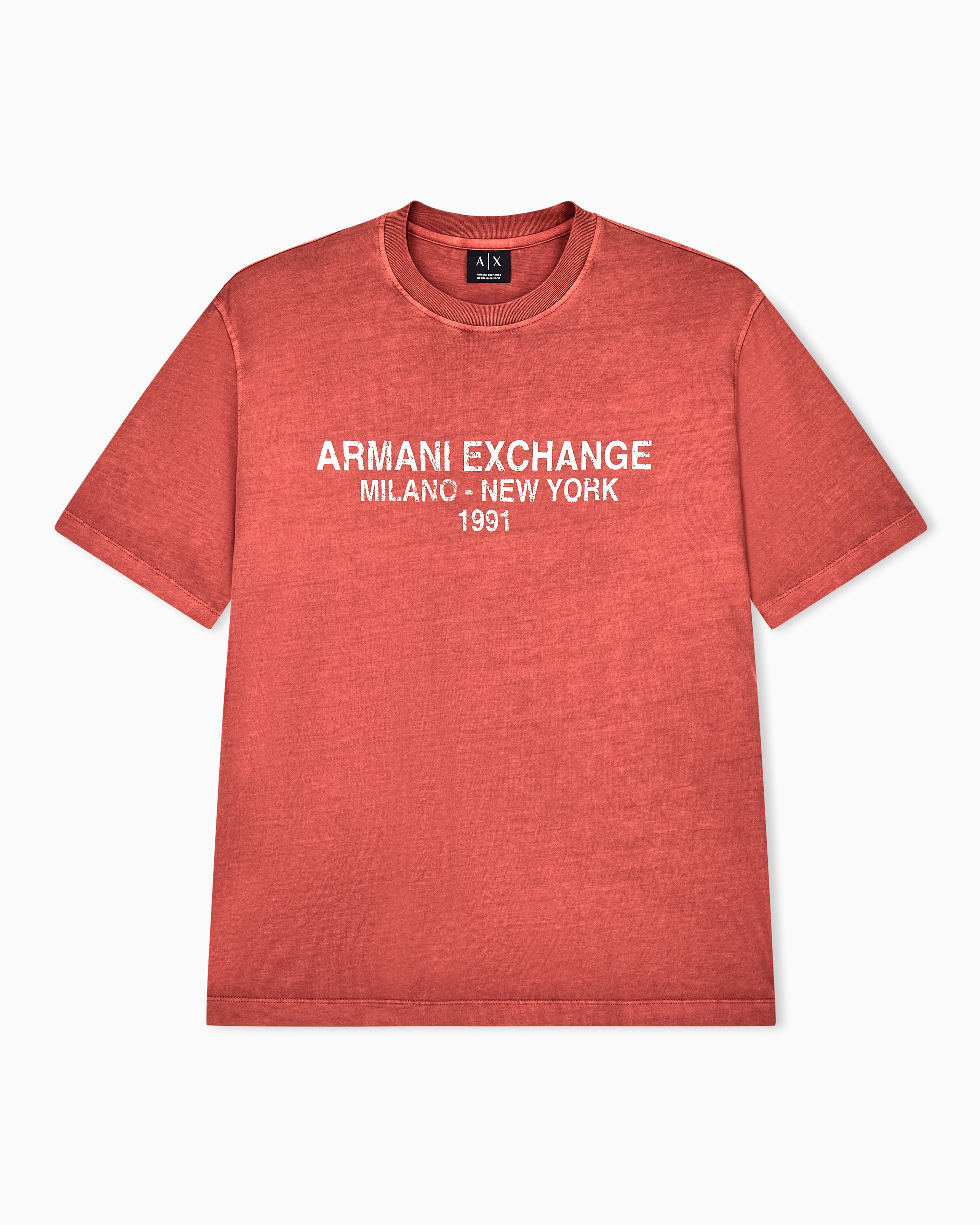 赤西 着用 EMPORIO ARMANI regular t-shirt garment-dyed cotton jersey | Armani Exchange US