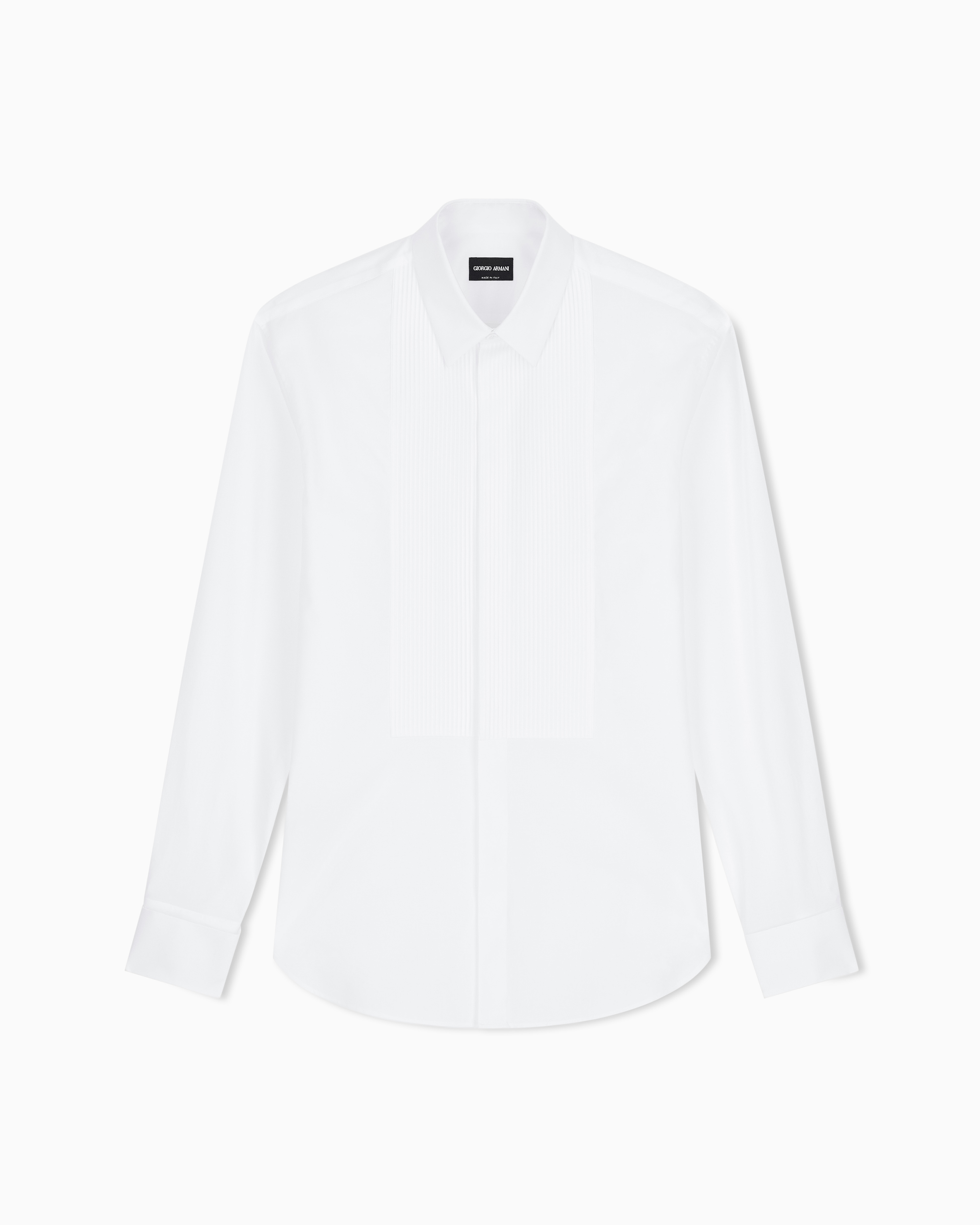 Cotton tuxedo shirt with pleated detail | Giorgio Armani US