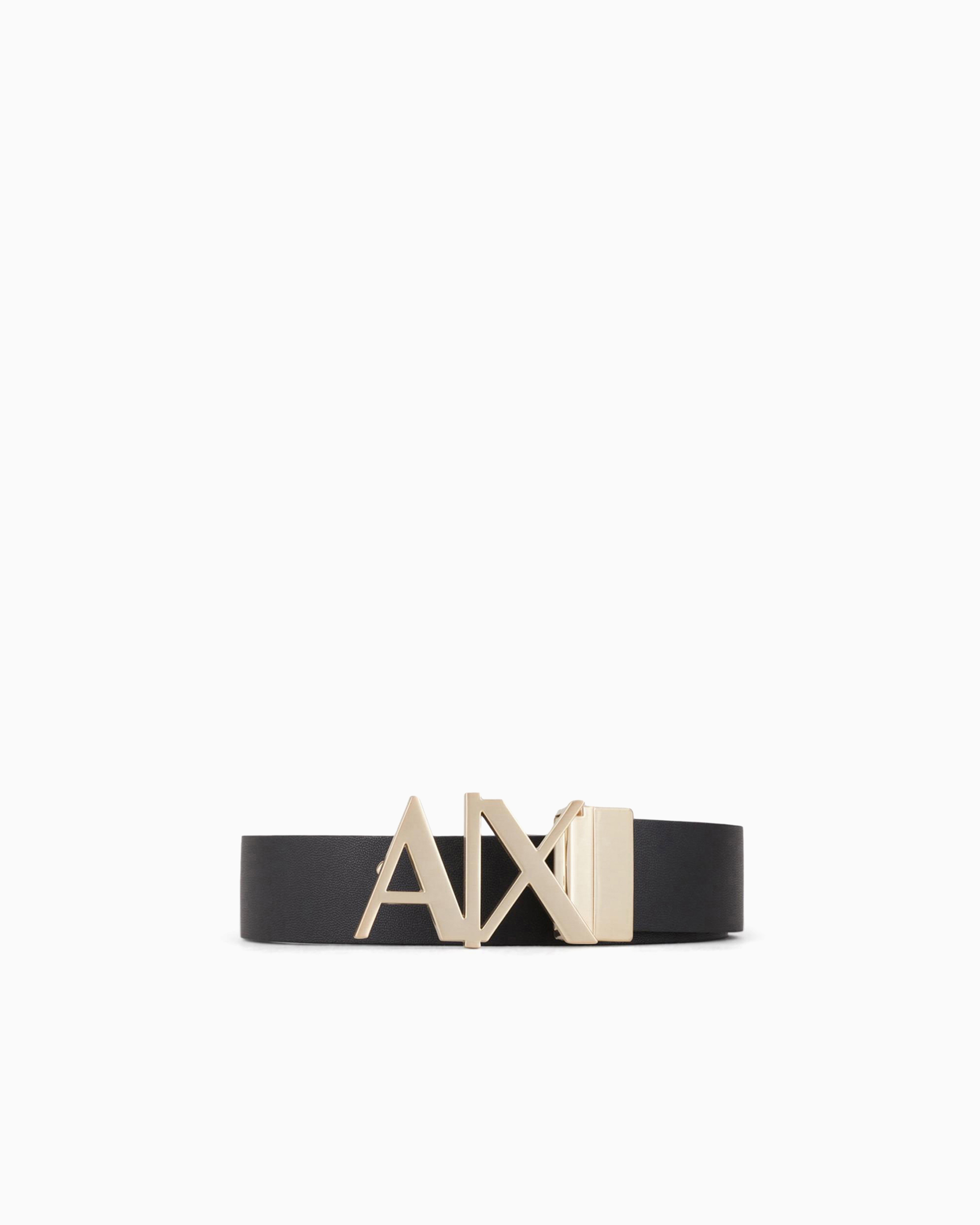 Leather double-sided belt with a minimalist logo buckle | Armani