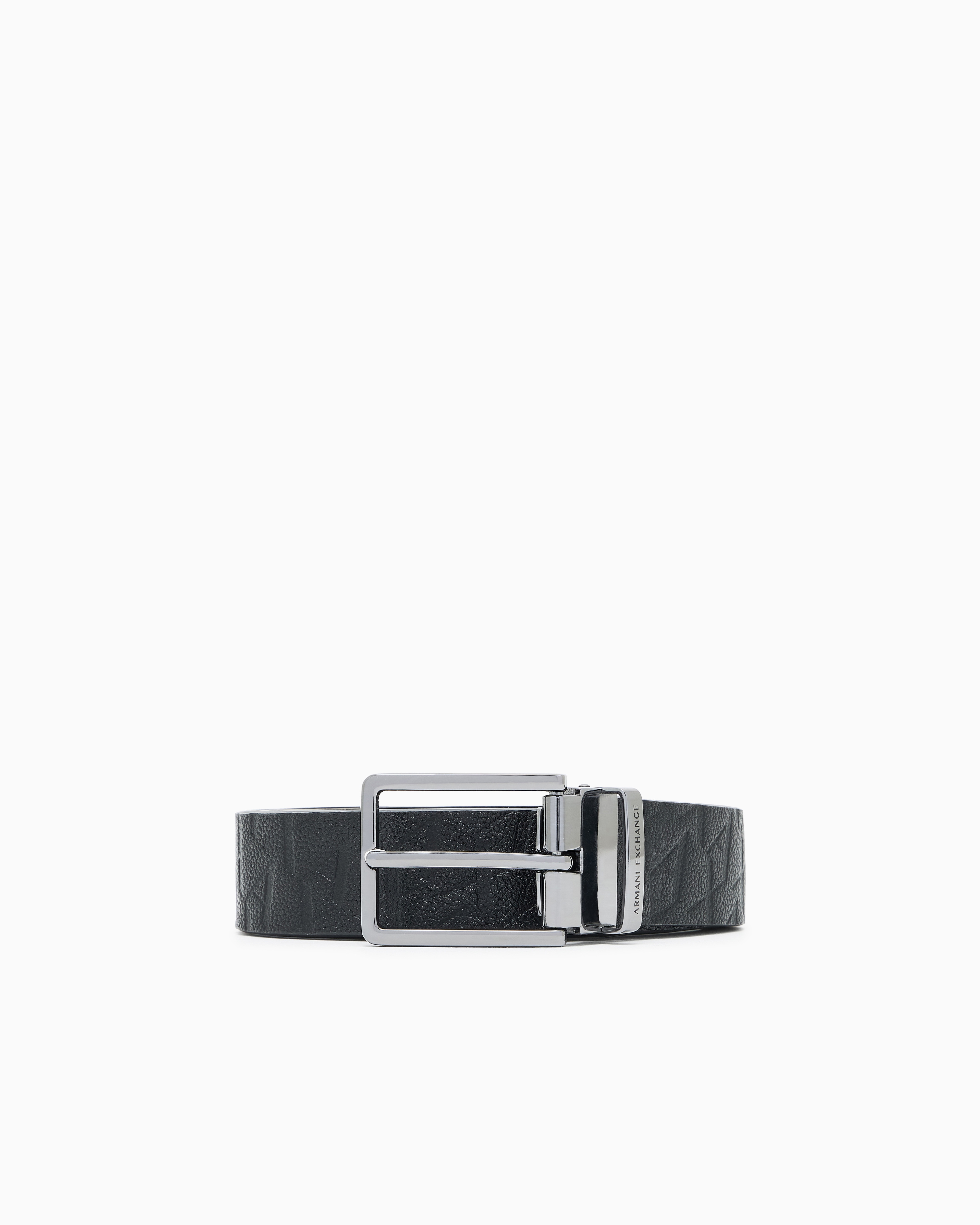 Belt with a textured pattern and polished metal buckle | Armani