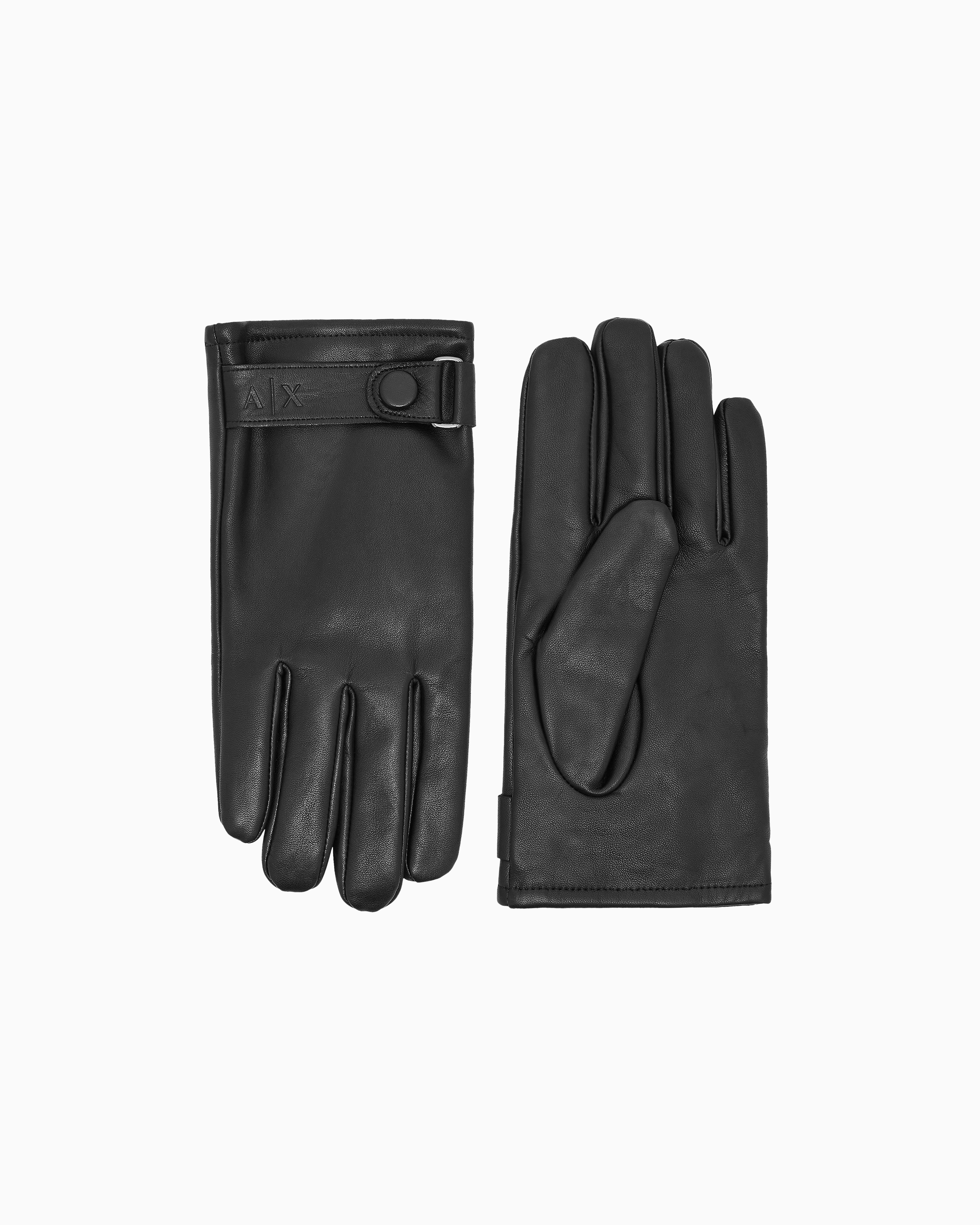 Smooth leather gloves with a strap and button closure | Armani