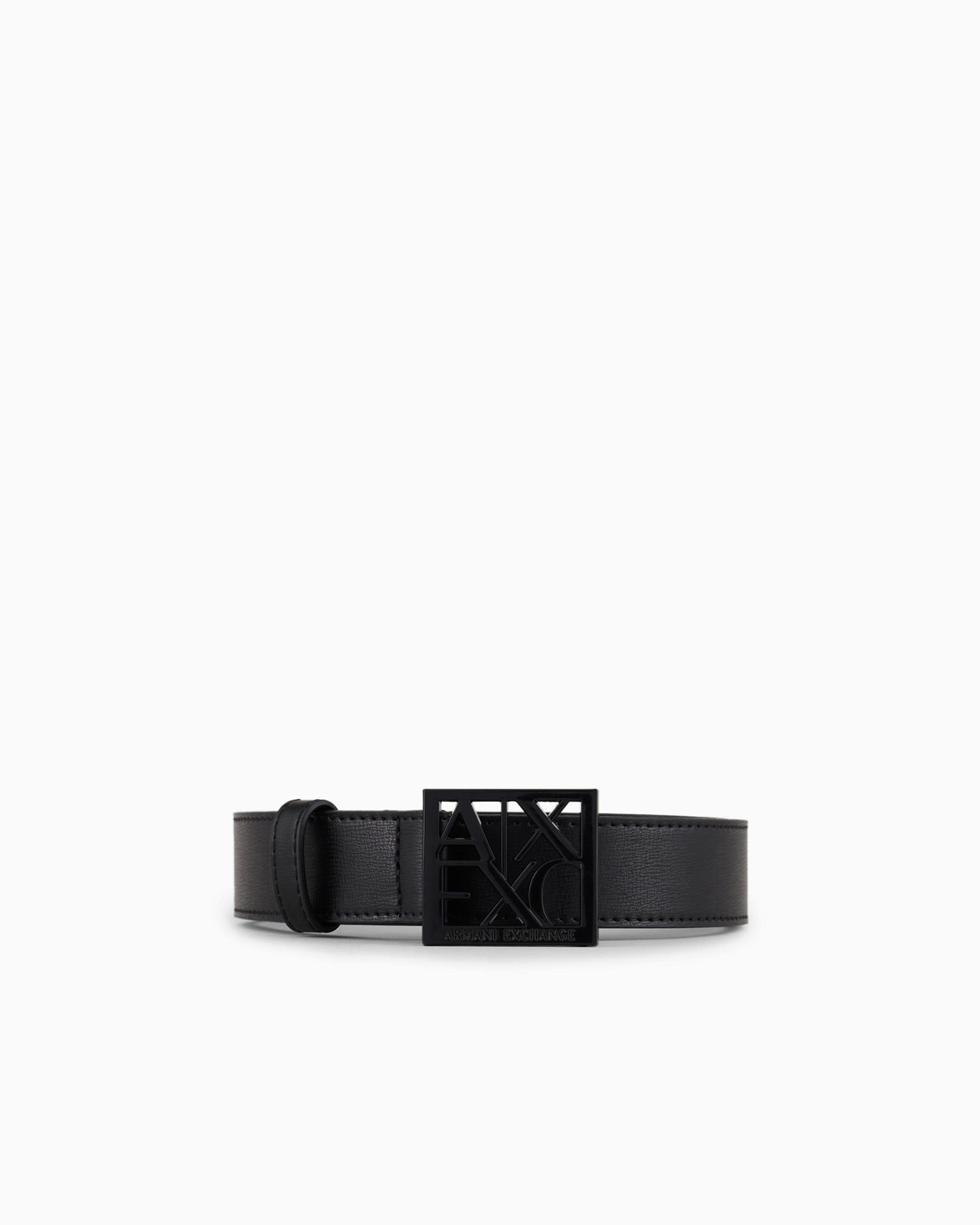 Adjustable belt with matte finish and square cut-out buckle