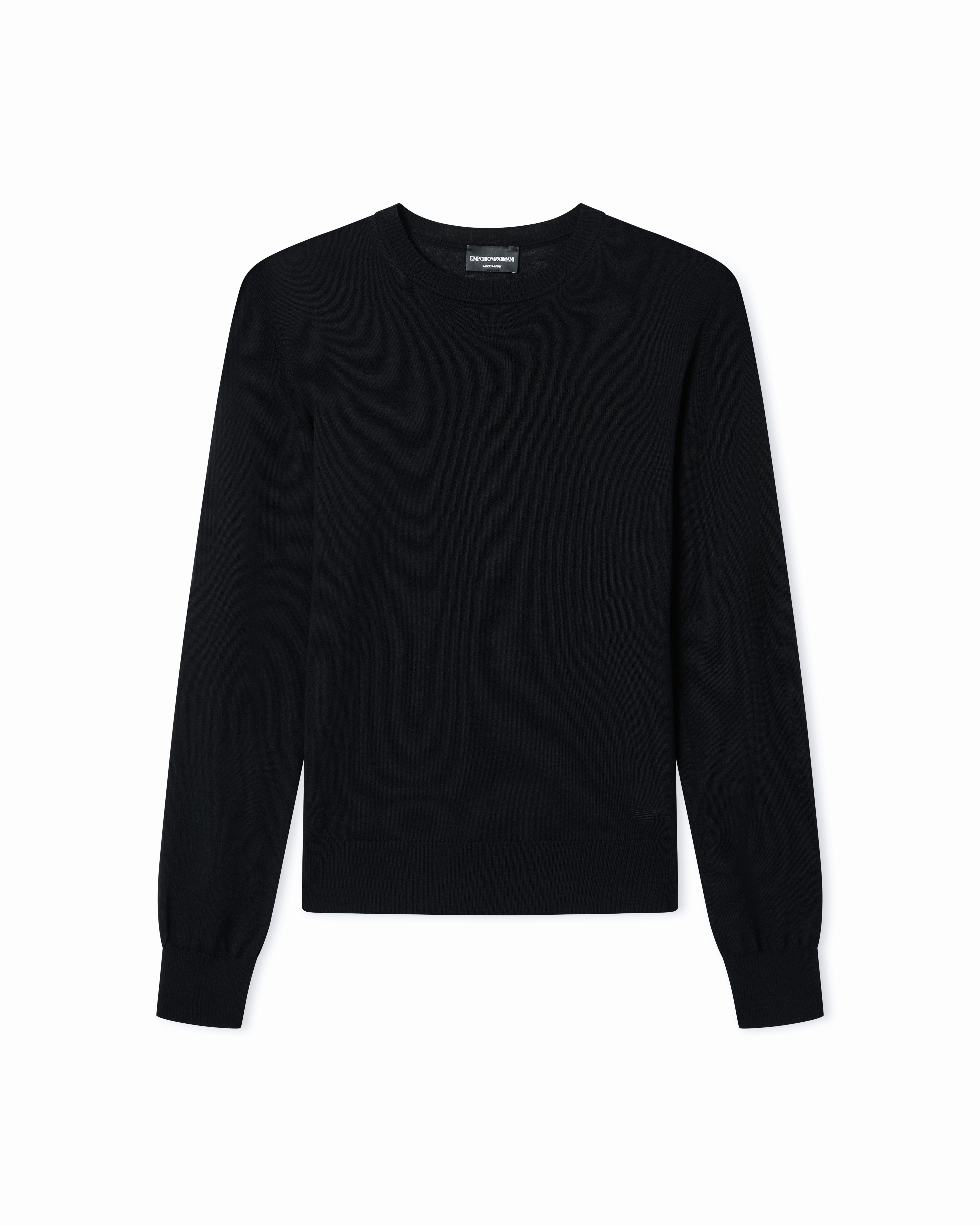 Pullover Essential in virgin wool with ribbed trims | Emporio