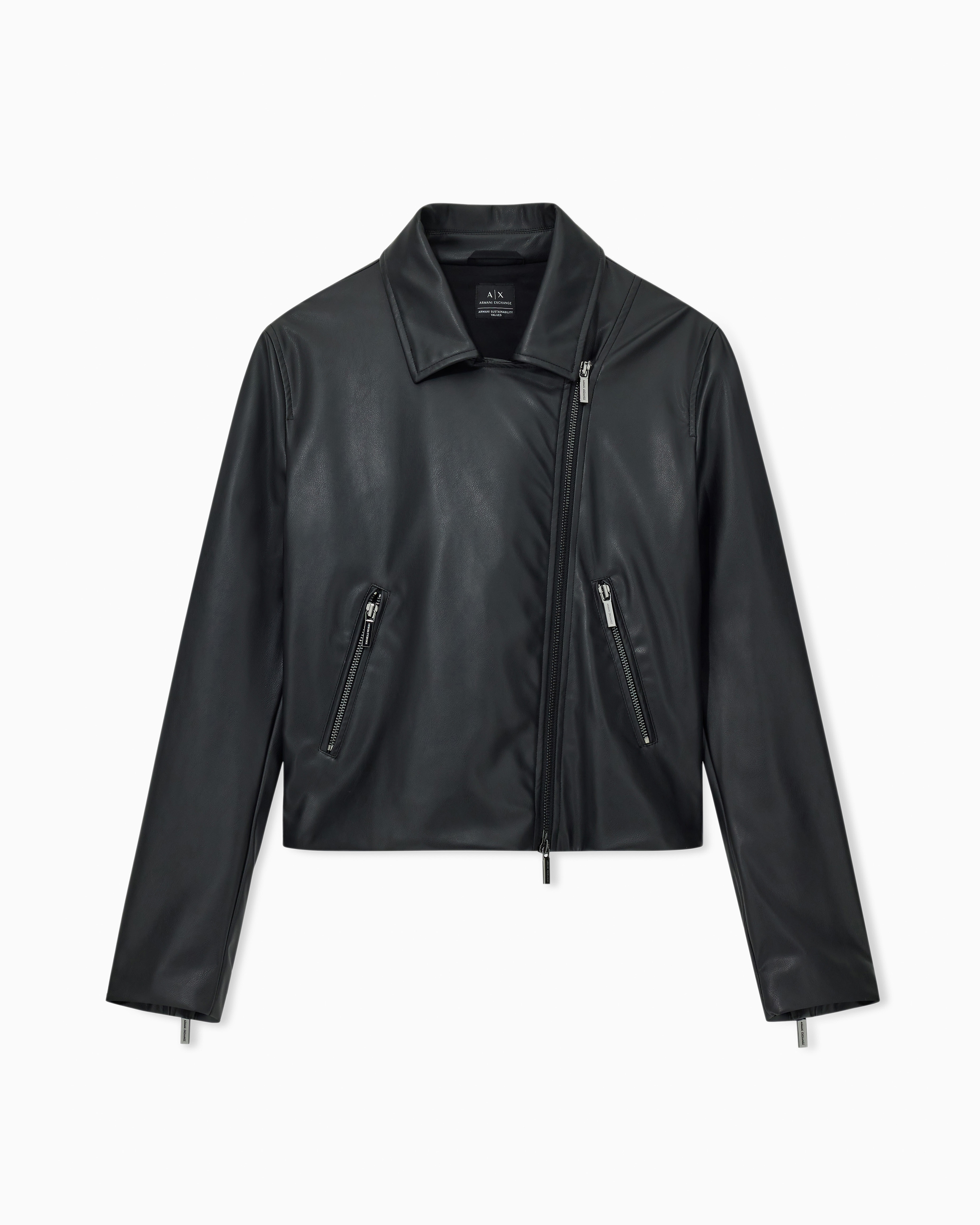 Coat faux leather diagonal zip woman | Armani Exchange JP