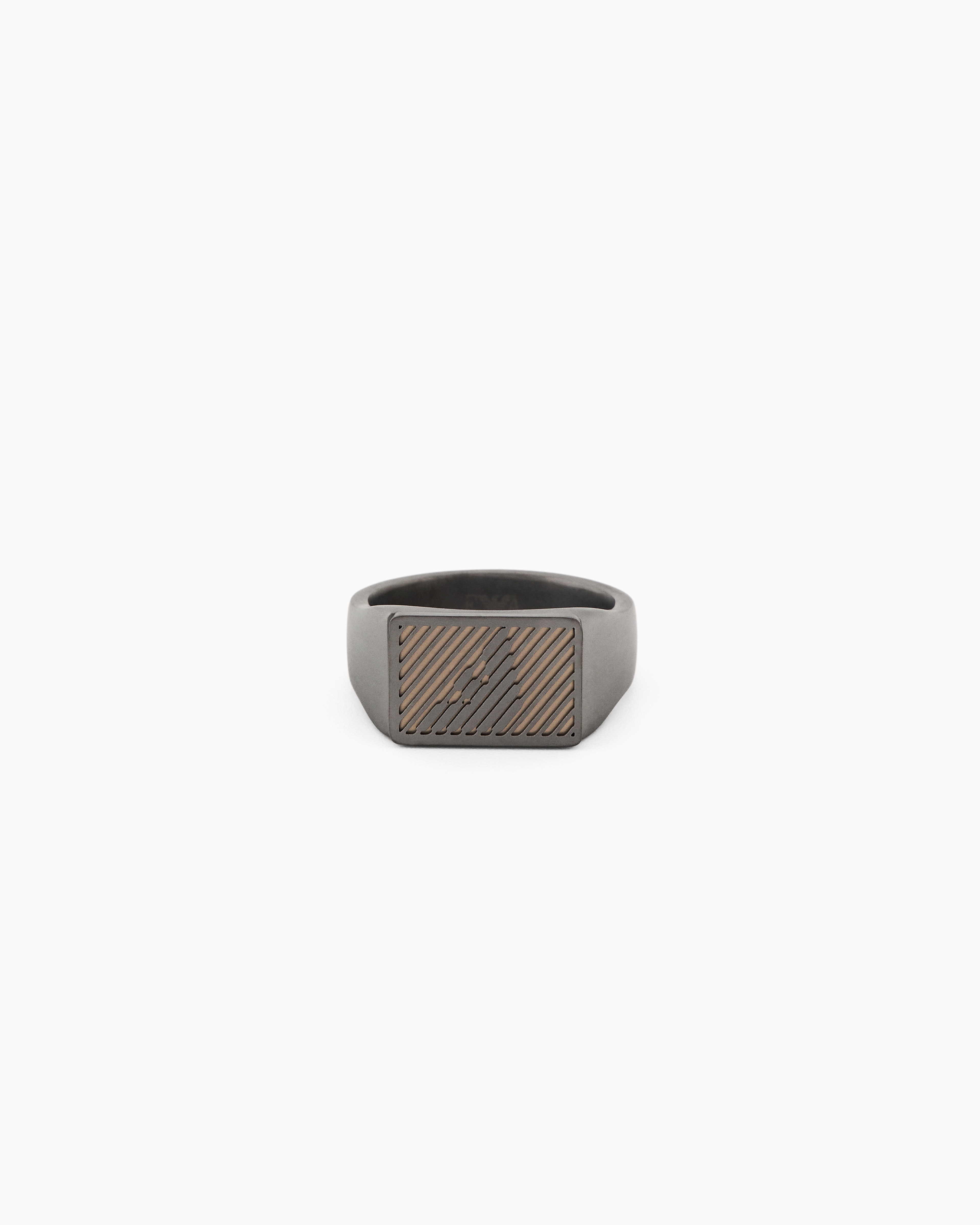 Two-Tone Stainless Steel Signet Ring | Emporio Armani