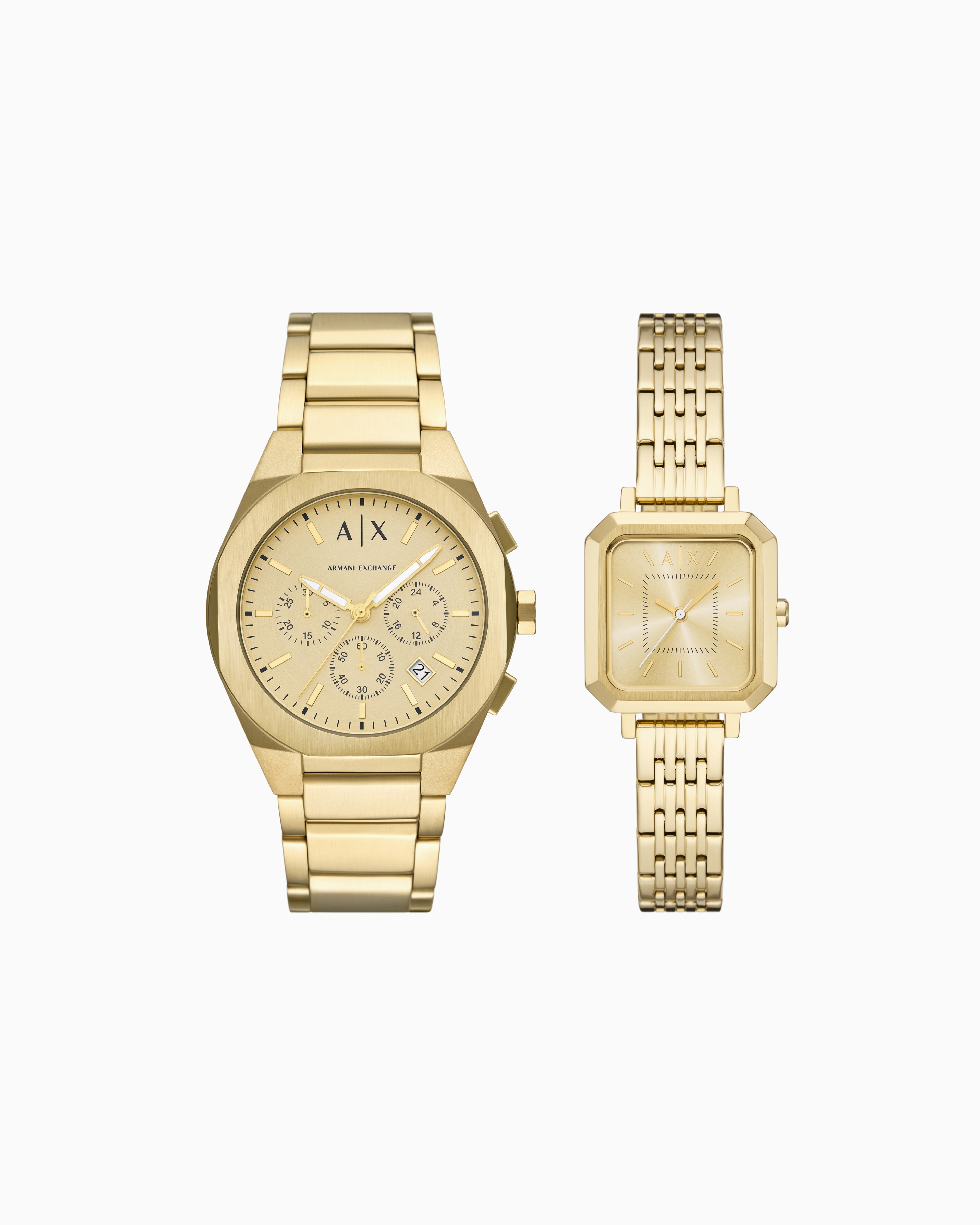 Sync Chronograph Gold-Tone Stainless Steel Watch Pair Gift Set