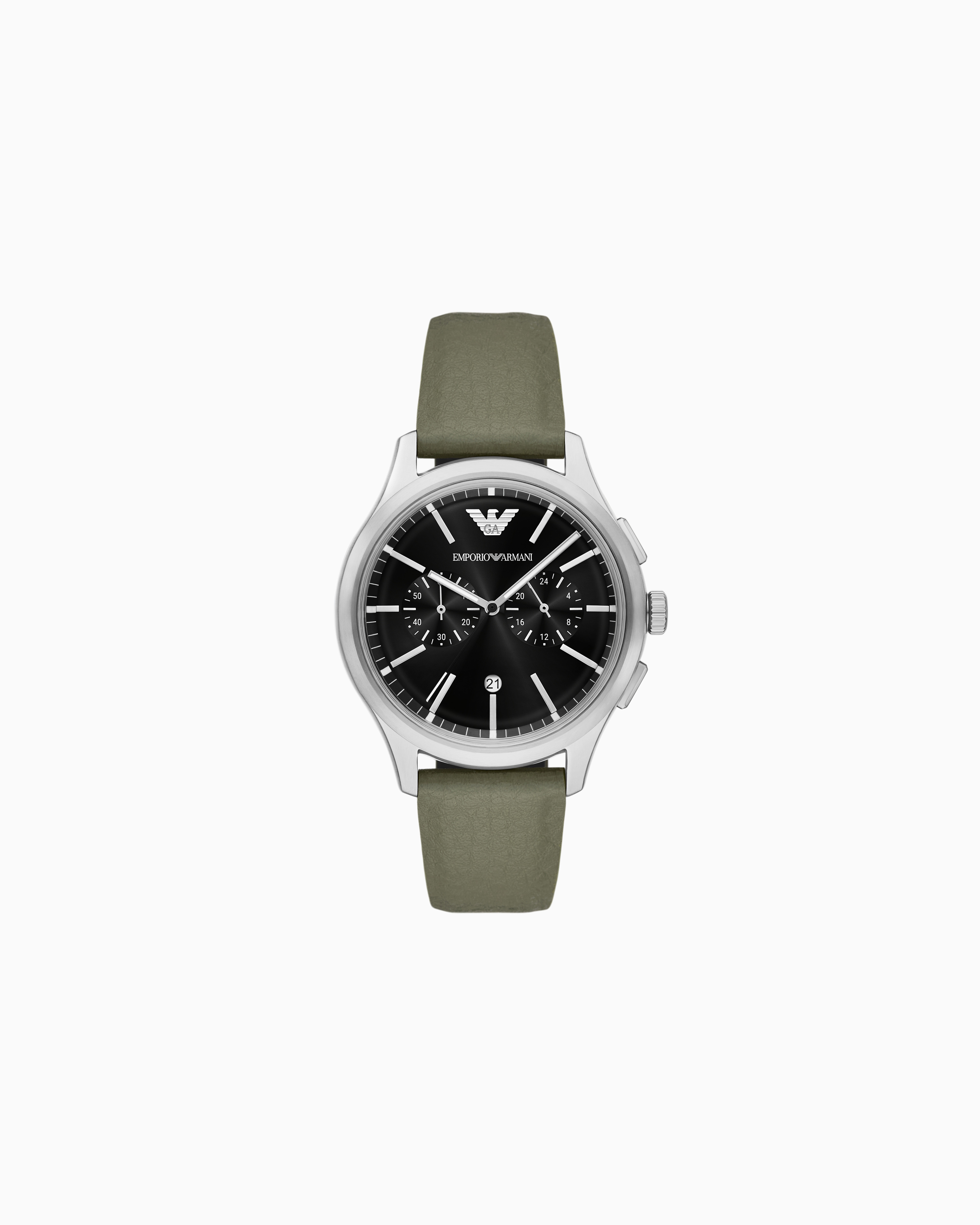 クロノグラフウォッチ グリーンレザー ストラップ | Emporio Armani