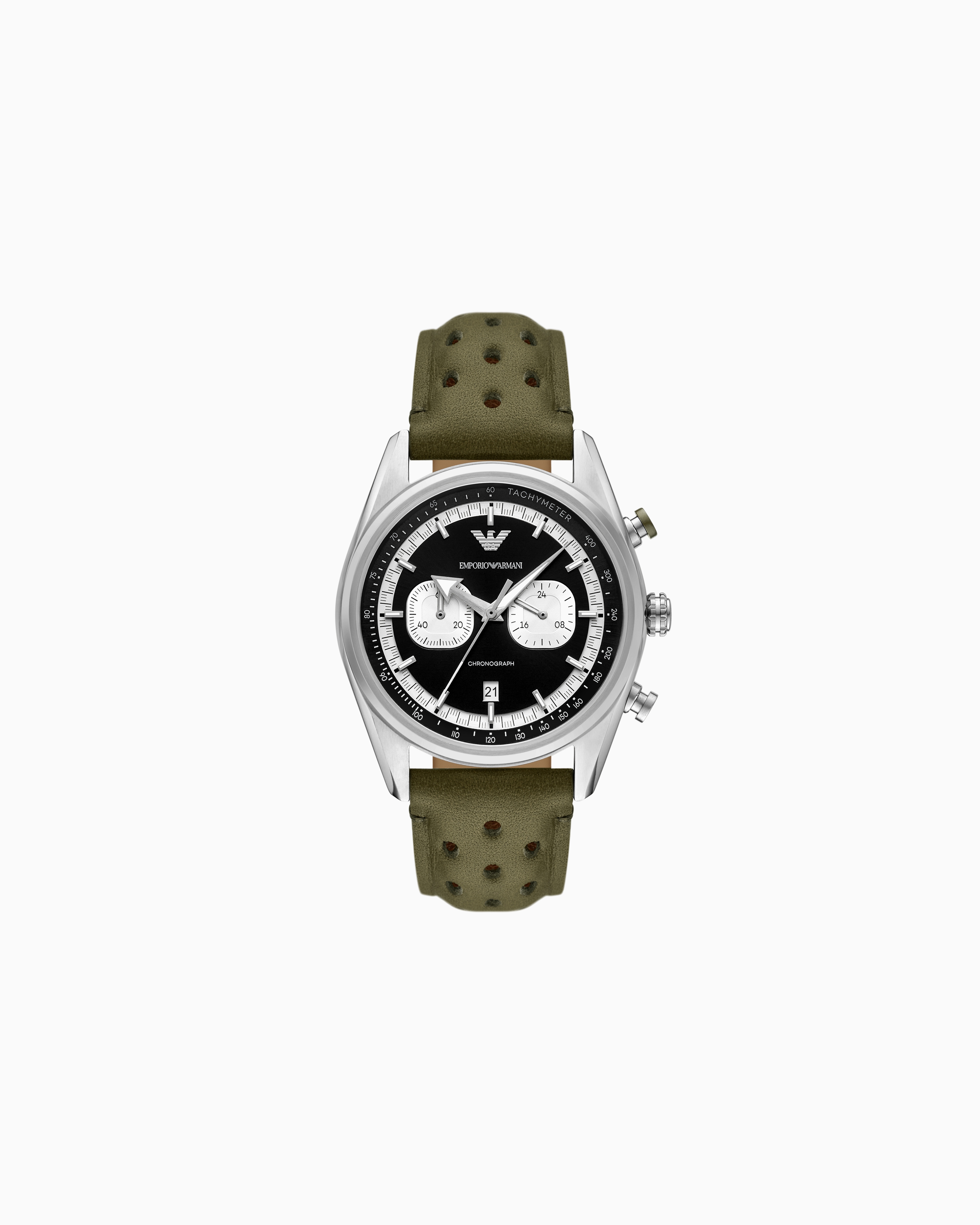 Chronograph Green Leather Watch | Emporio Armani