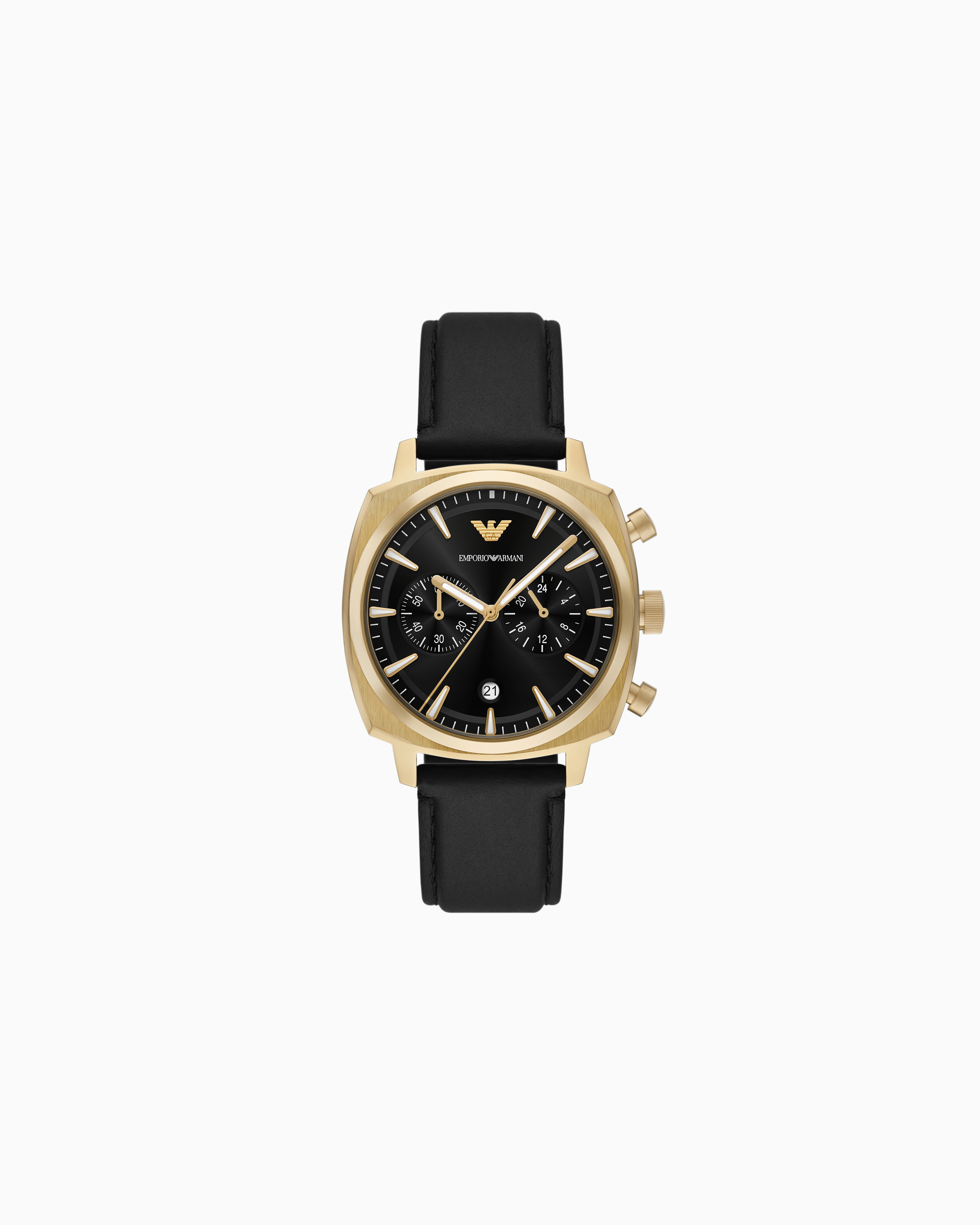 クロノグラフウォッチ ブラックレザー | Emporio Armani