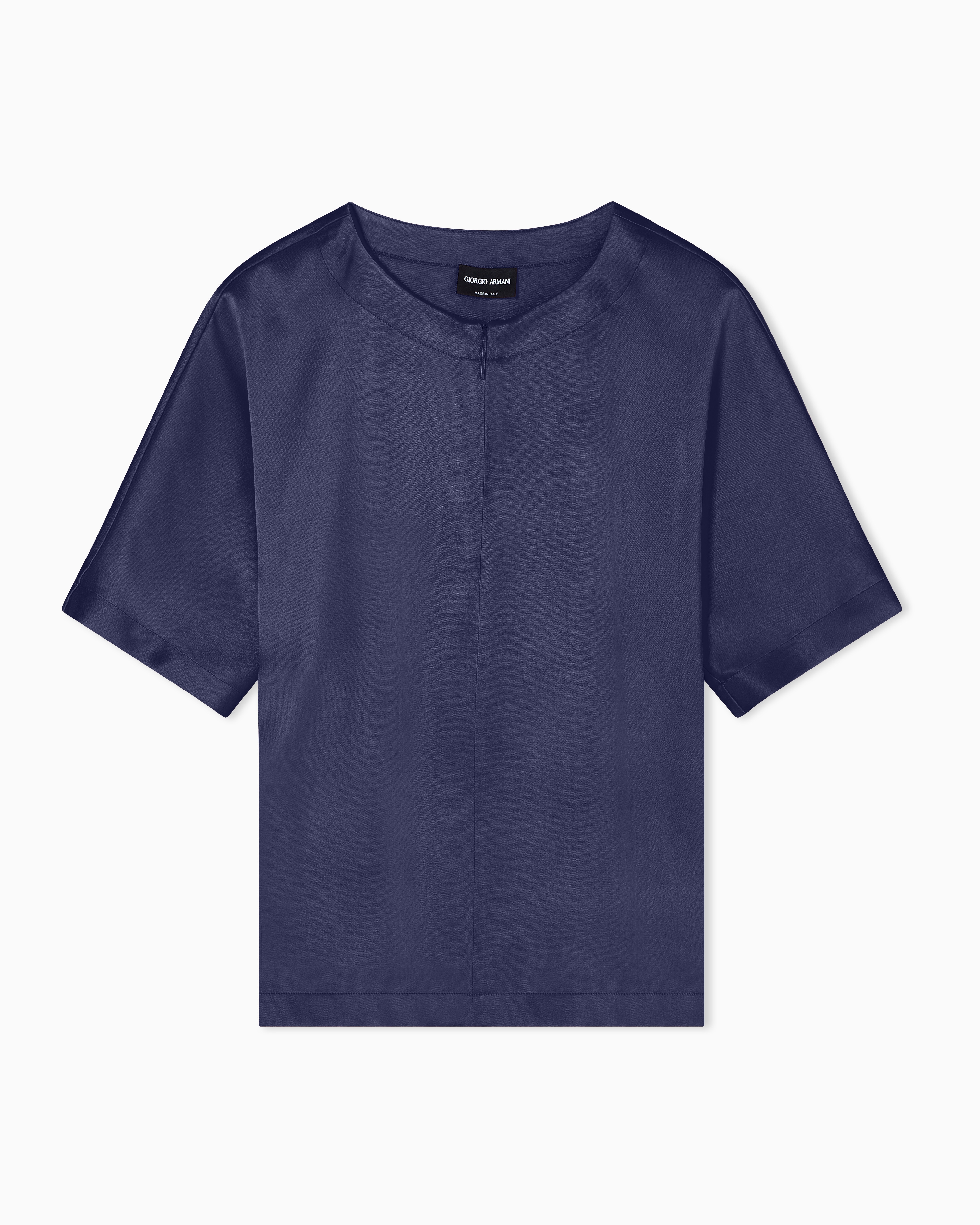 Short-sleeved shirt in double-faced silk satin | Giorgio Armani US