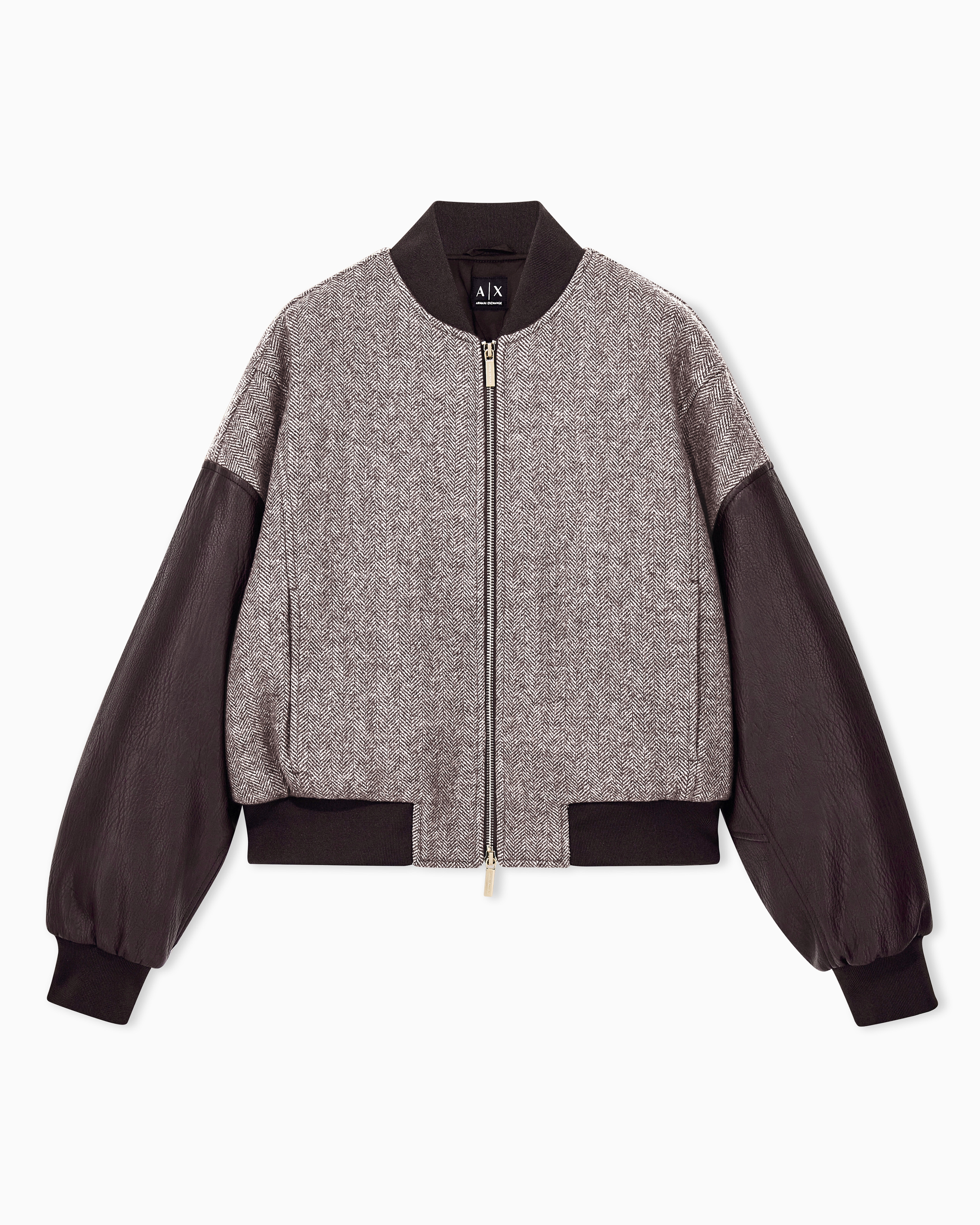 Blouson jacket fit recycled herringbone wool coated trim | Armani