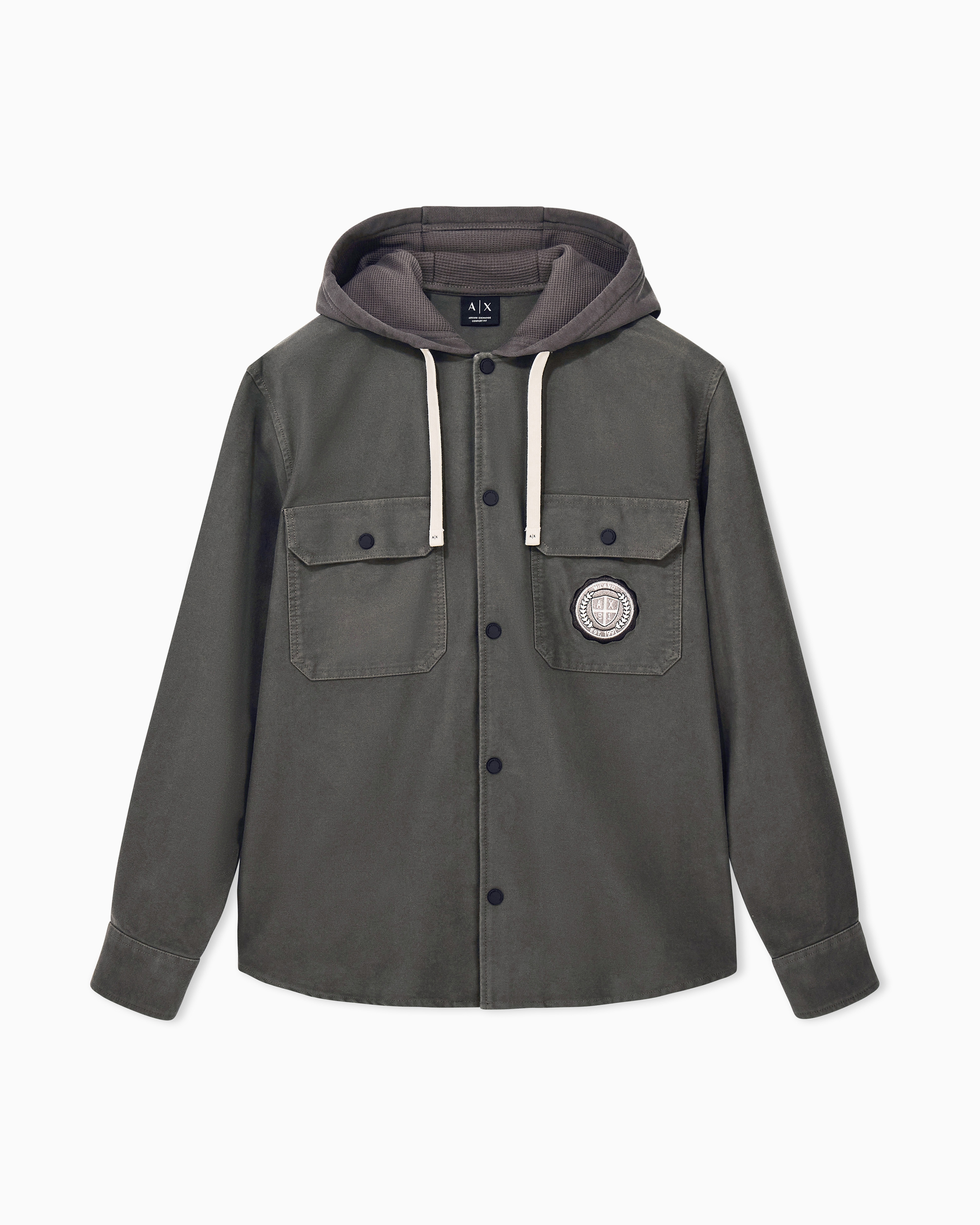 w*a様 あおば着用 Armani Exchange グレー M ハイネック長袖 oversized shirt in cotton moleskin | Armani Exchange US