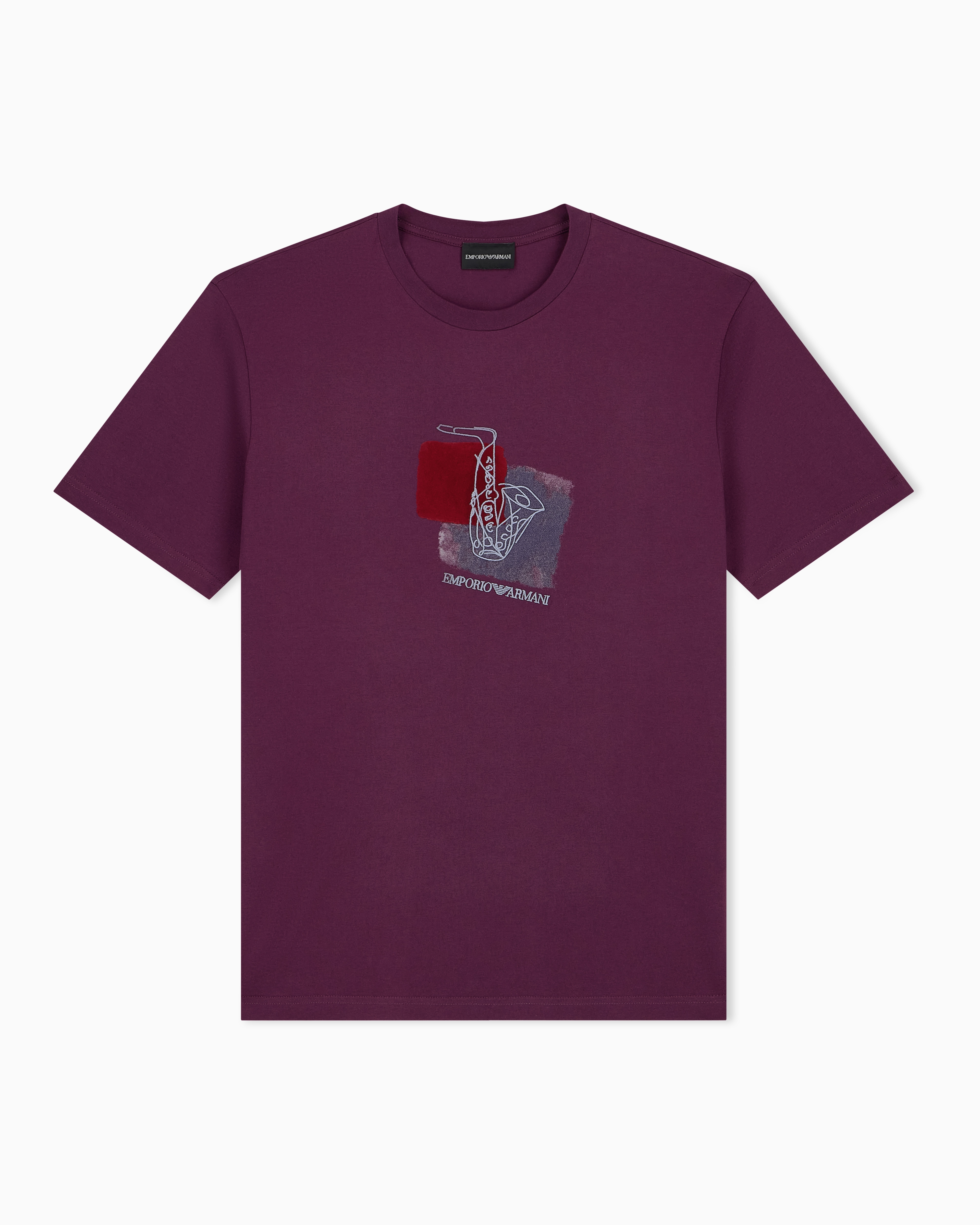 楽器プリント クルーネック Tシャツ コットンジャージー | Emporio Armani
