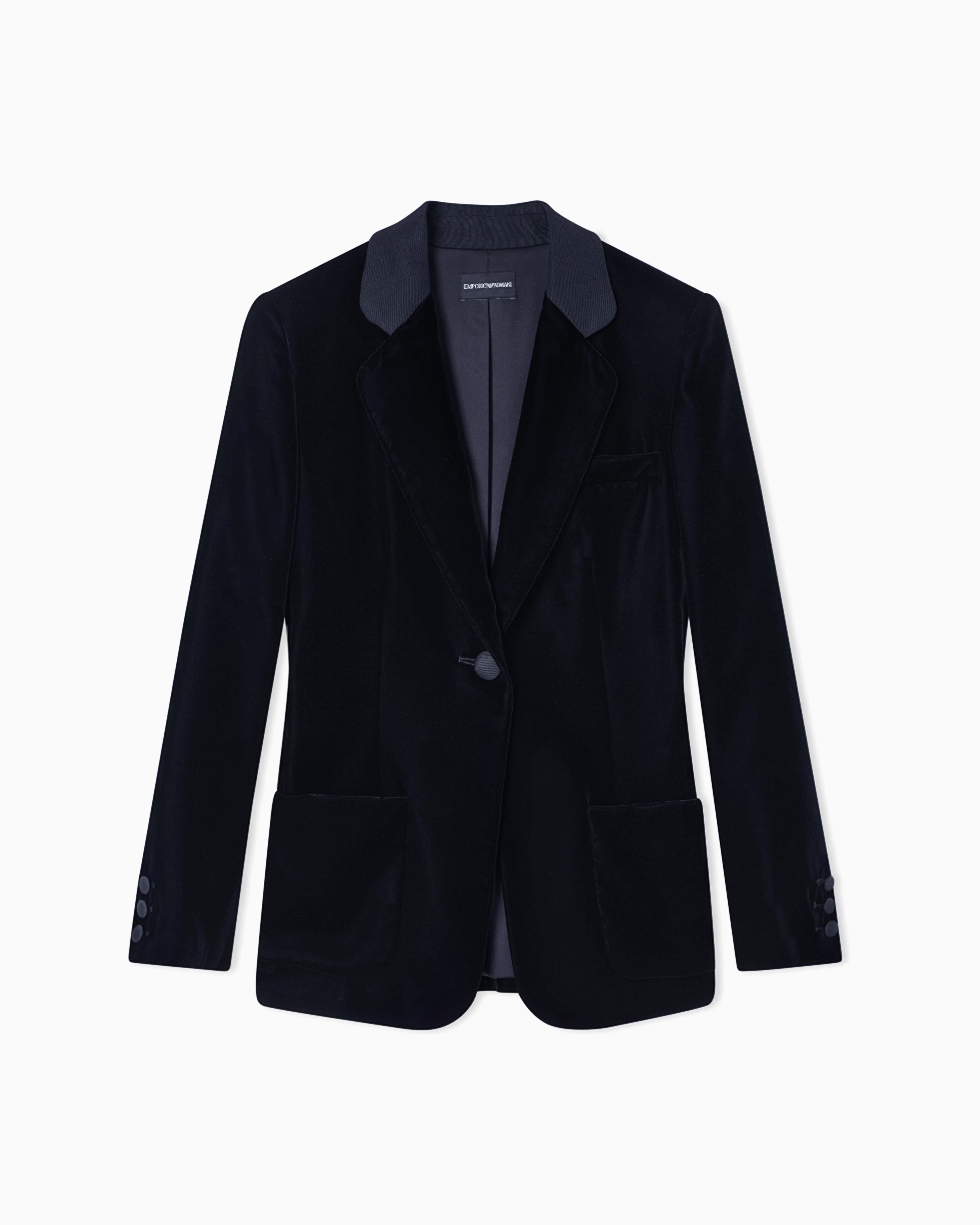 シングルブレストジャケット ベルベット | Emporio Armani