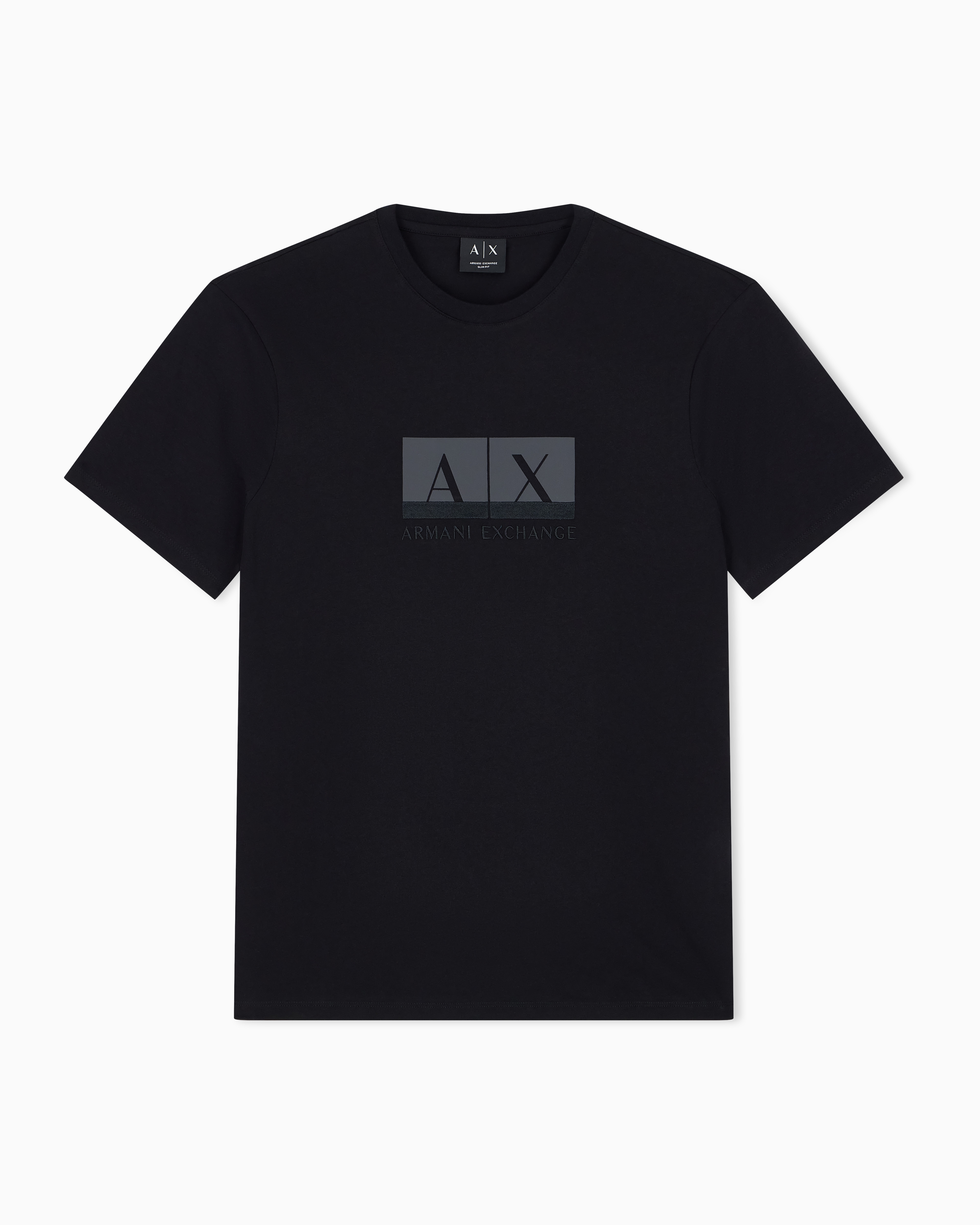 Slim fit black and gold cotton T-shirt man | Armani Exchange JP