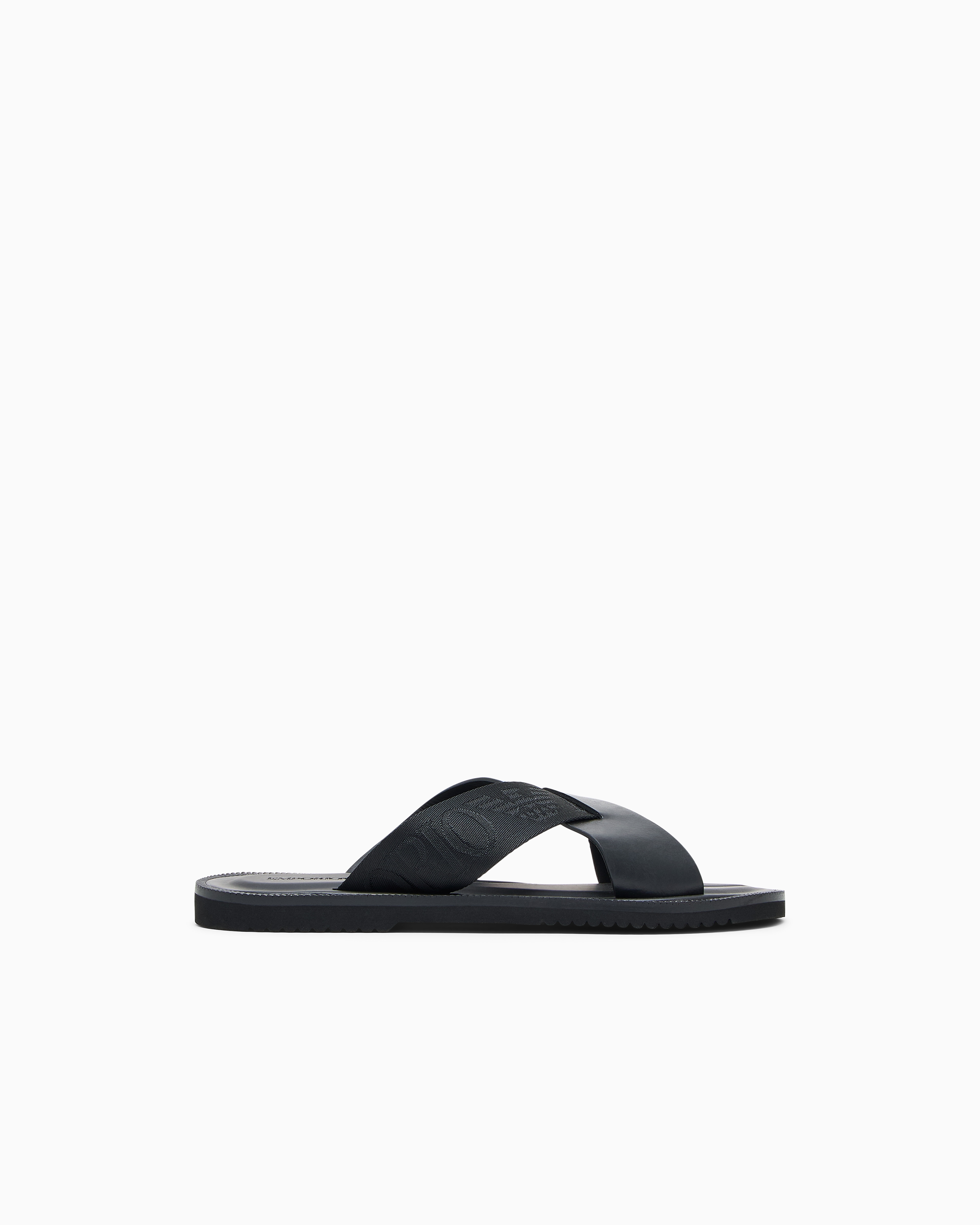 クロスサンダル レザー製 ロゴテープ | Emporio Armani