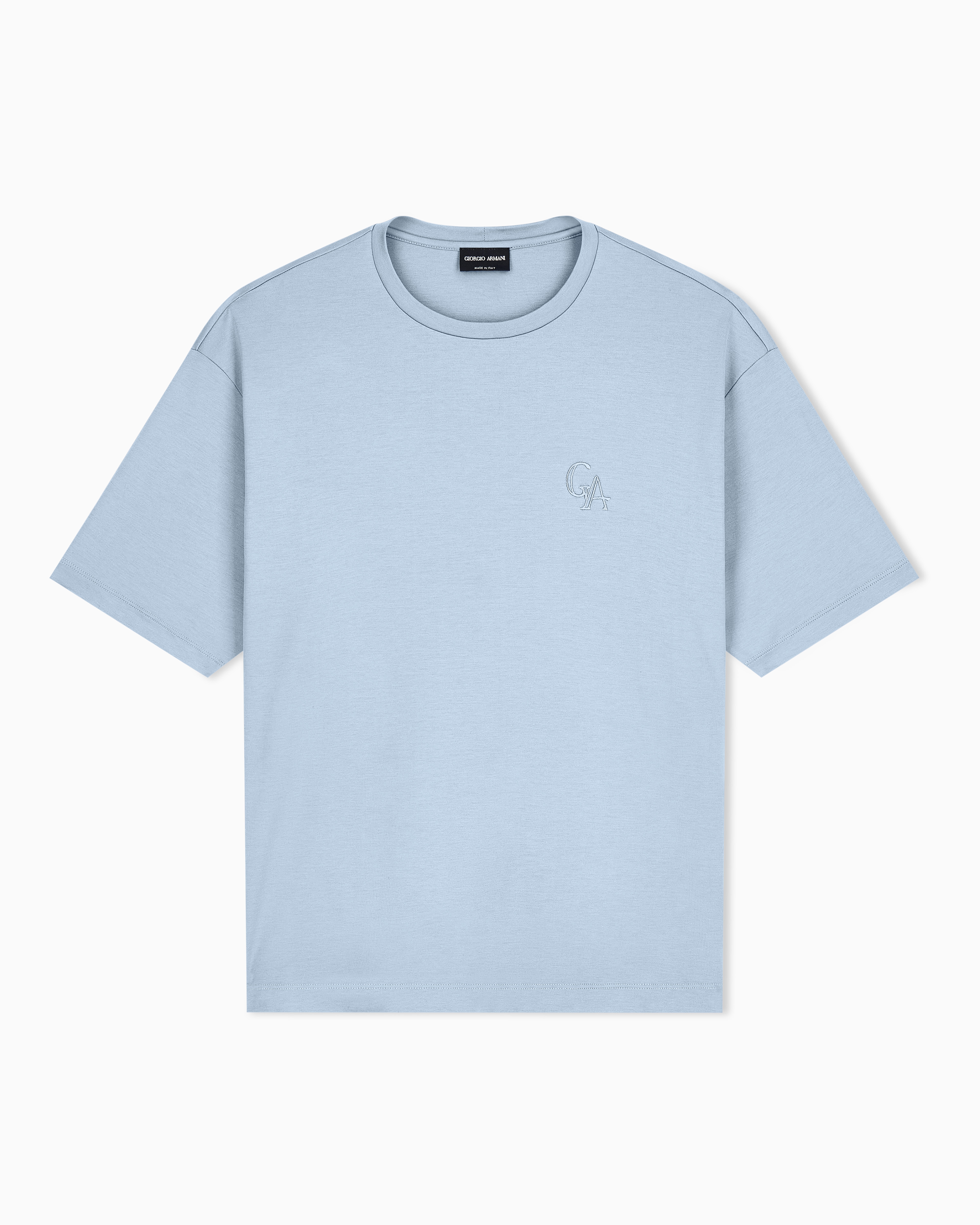 富*様 GIORGIO ARMANI Tシャツ イタリア製 ブルー 50 レギュラーフィット Tシャツ オーガニックコットンジャージー