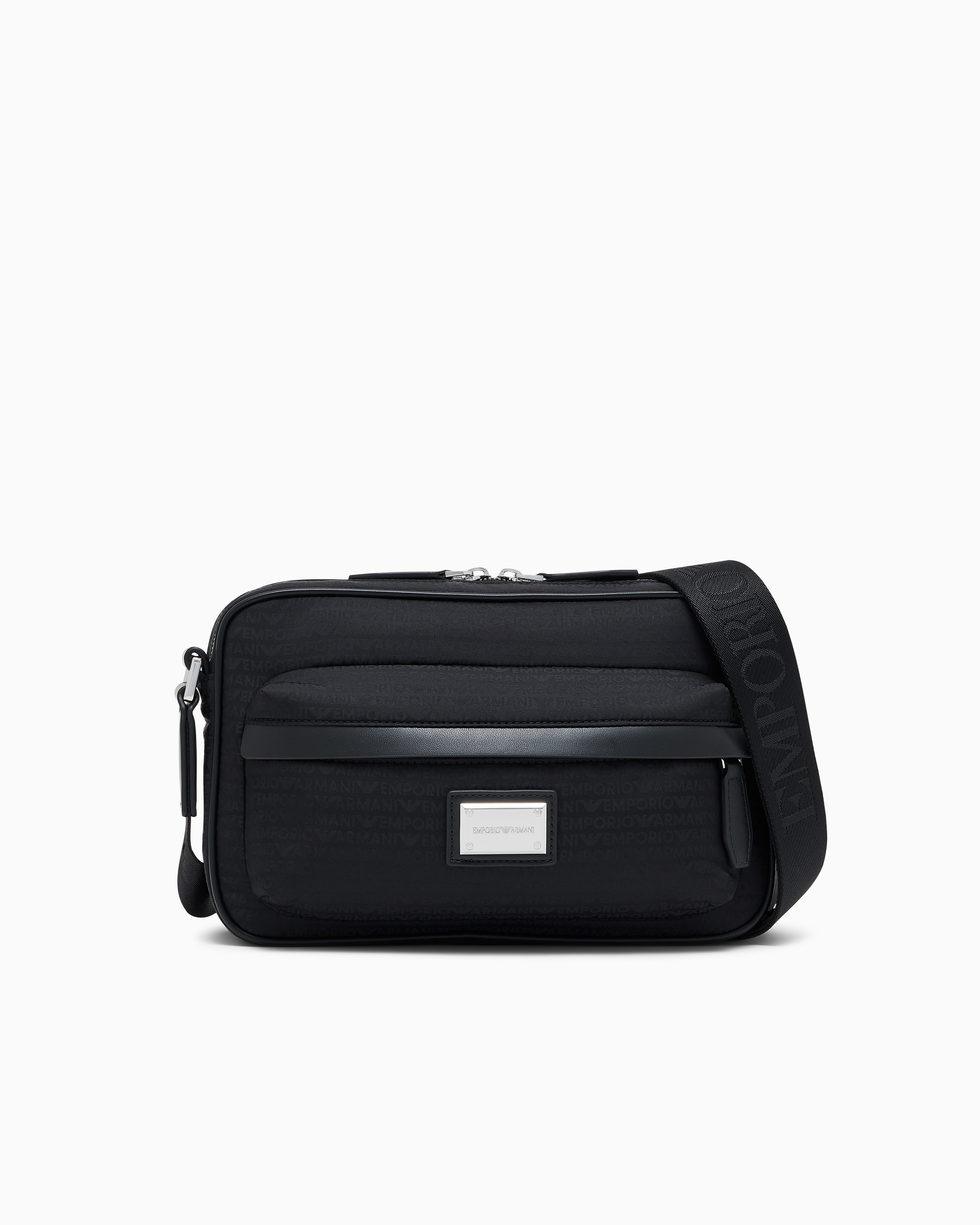 メタルプレート フロントジップ クロスボディバッグ | Emporio Armani