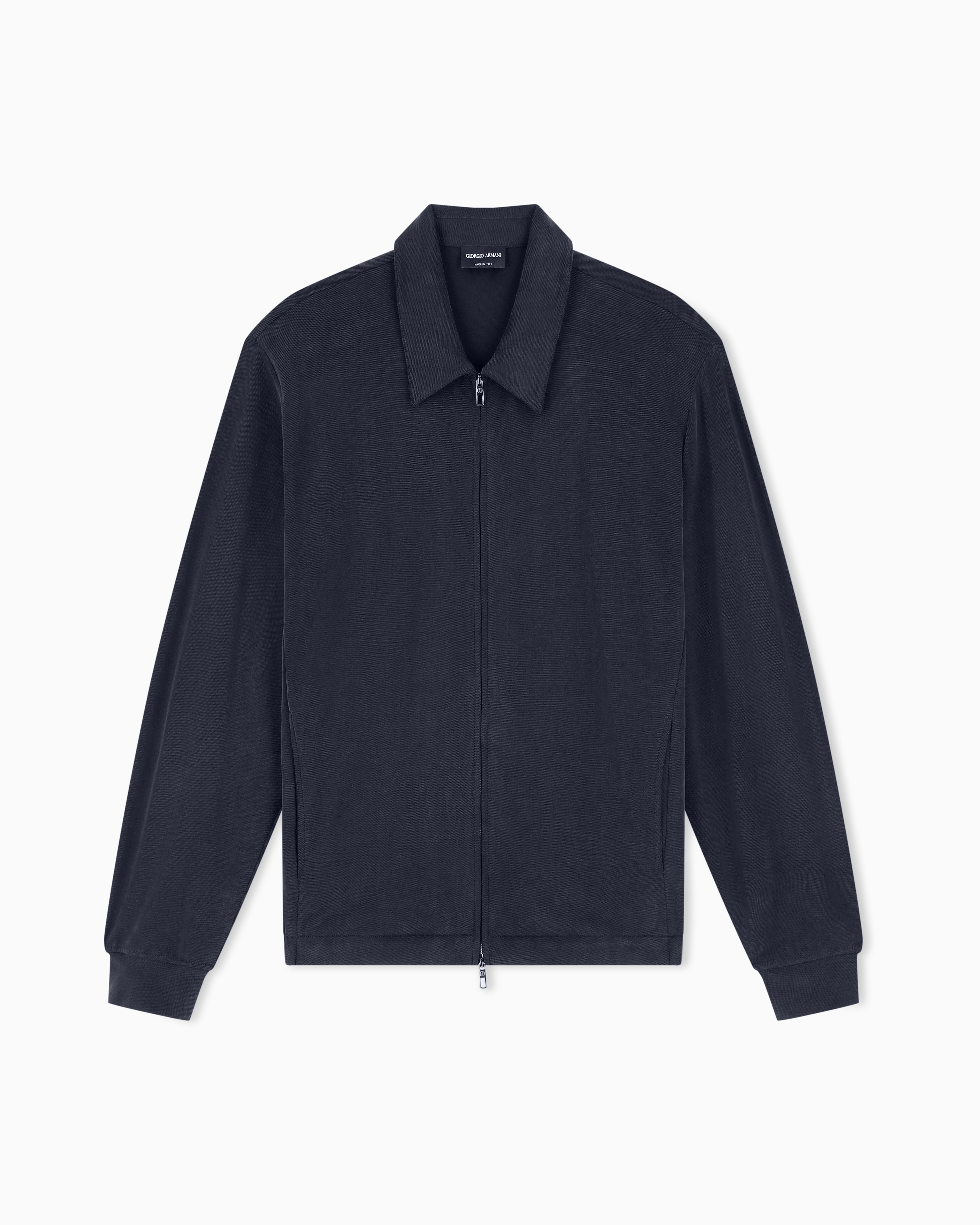 ジャケット・アウター GIORGIO ARMANI blouson zipup Blouson jacket regular fit in washed cupro-blend pique | Giorgio