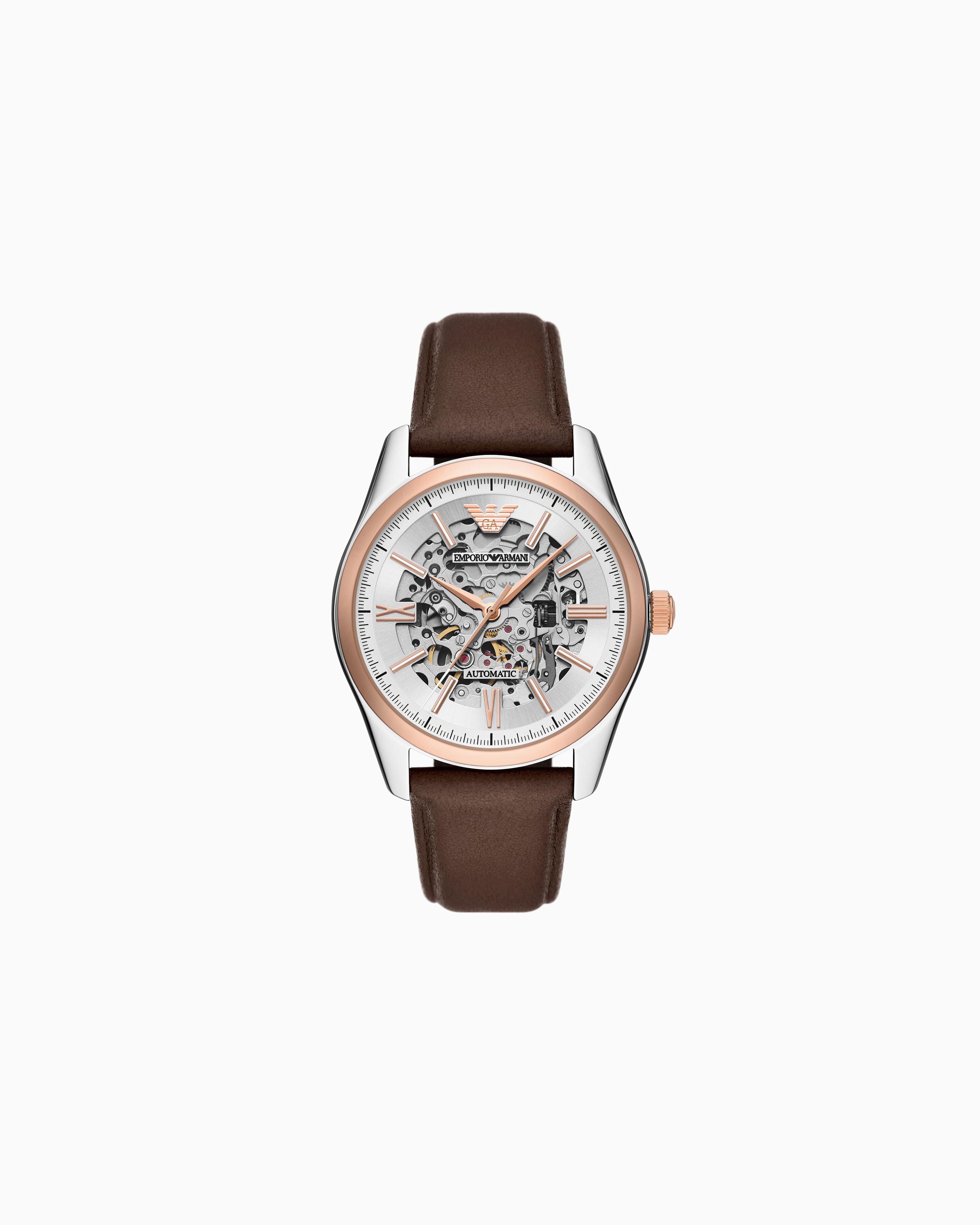 Lunar New Year Automatic Brown Leather Watch | Emporio Armani US