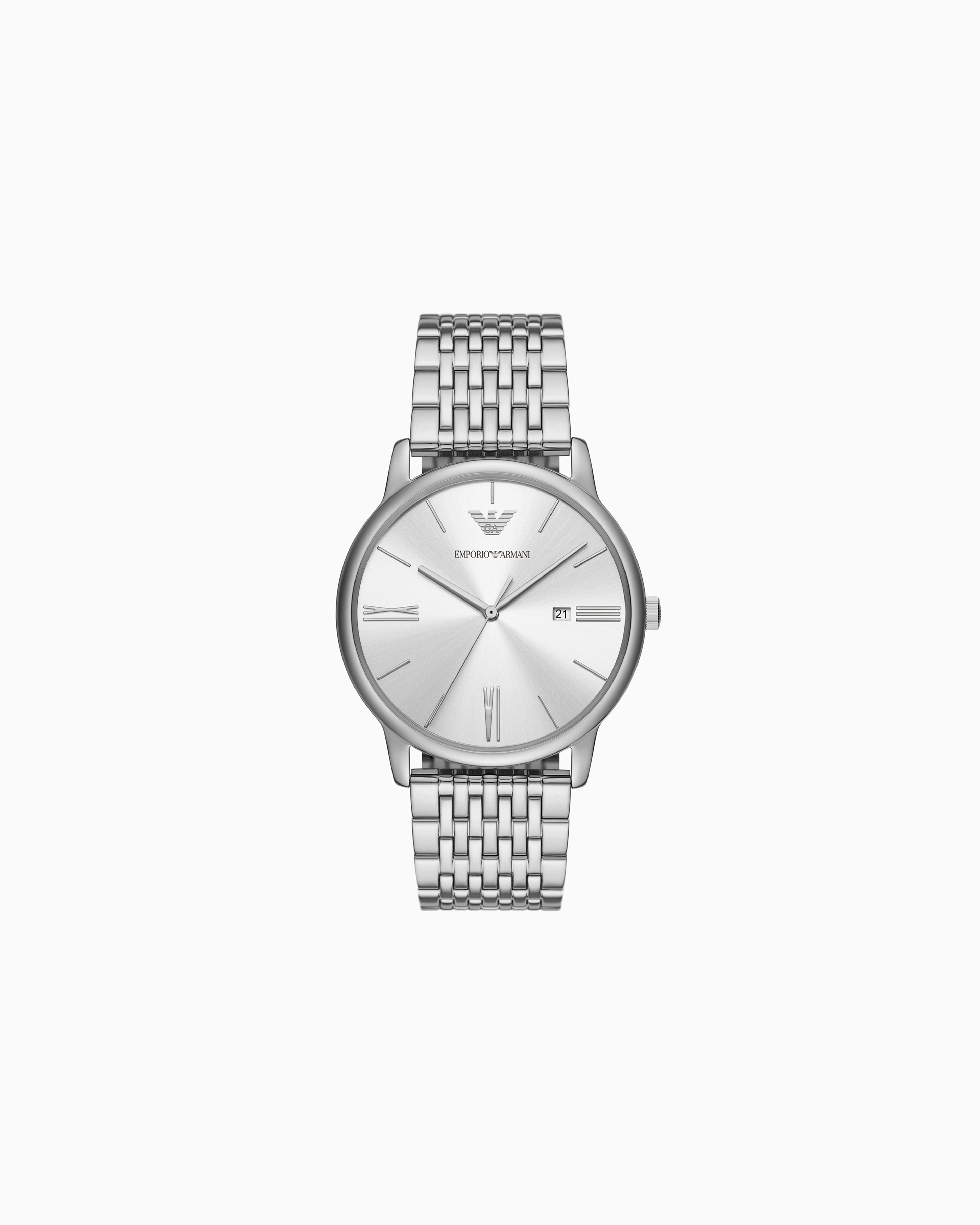 Three-Hand Date Stainless Steel Watch | Emporio Armani