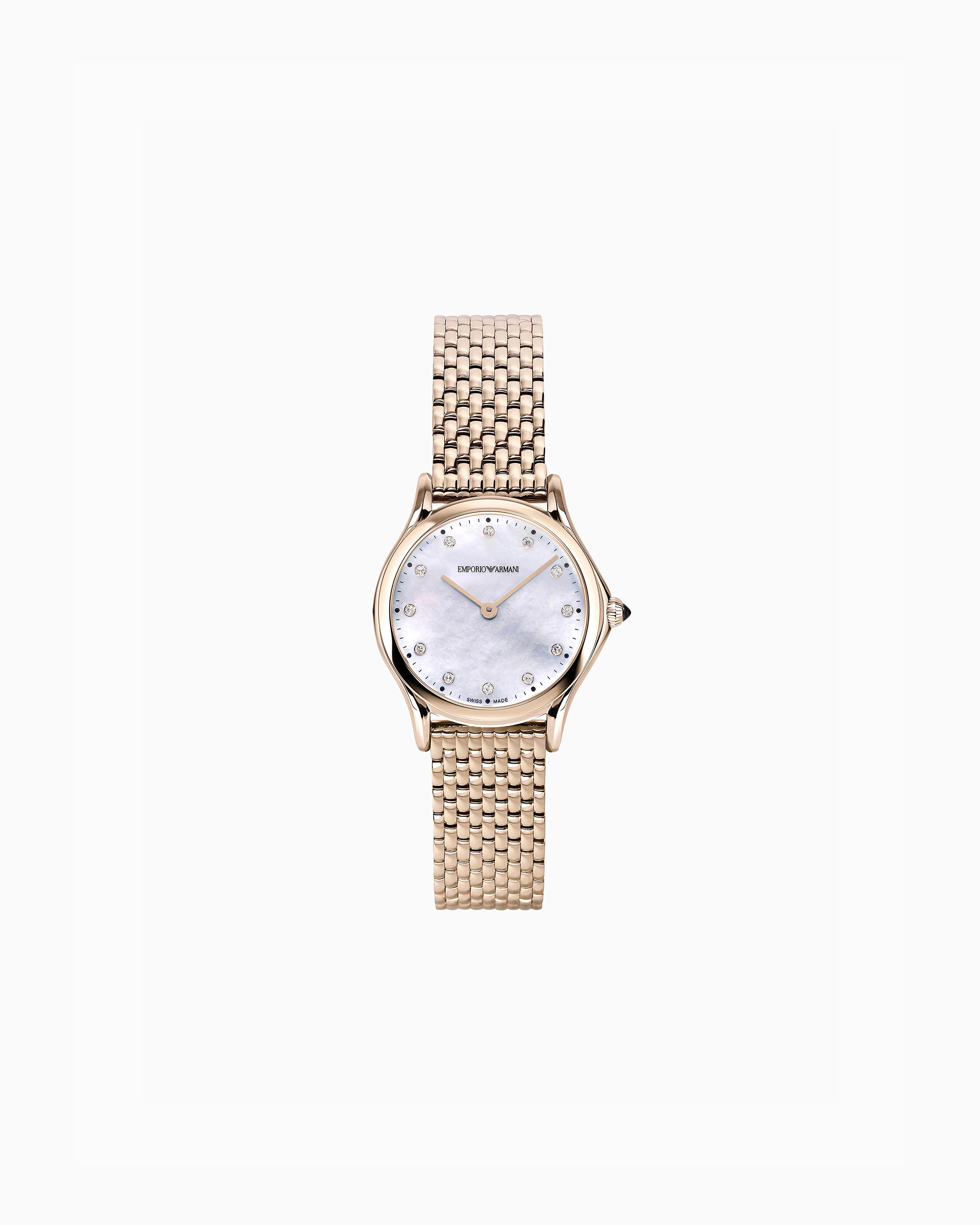 Emporio Armani Swiss Two-Hand Pale Pink Stainless Steel Watch
